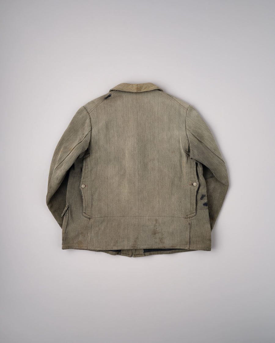 ［~40's］French Vintage Gray Cotton Pique Hunting Jacket "Salt & Pepper Lining" 전체 사진