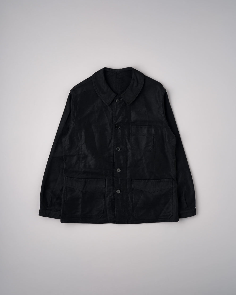 ［~50’s］French Vintage Black Moleskin Work Jacket Size.50 "Le Mont St Michel"