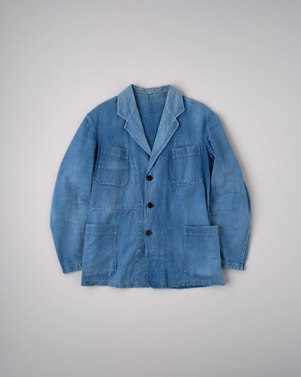 【~40's】French Vintage Indigo Metis 4 Pockets Lapel Work Jacket