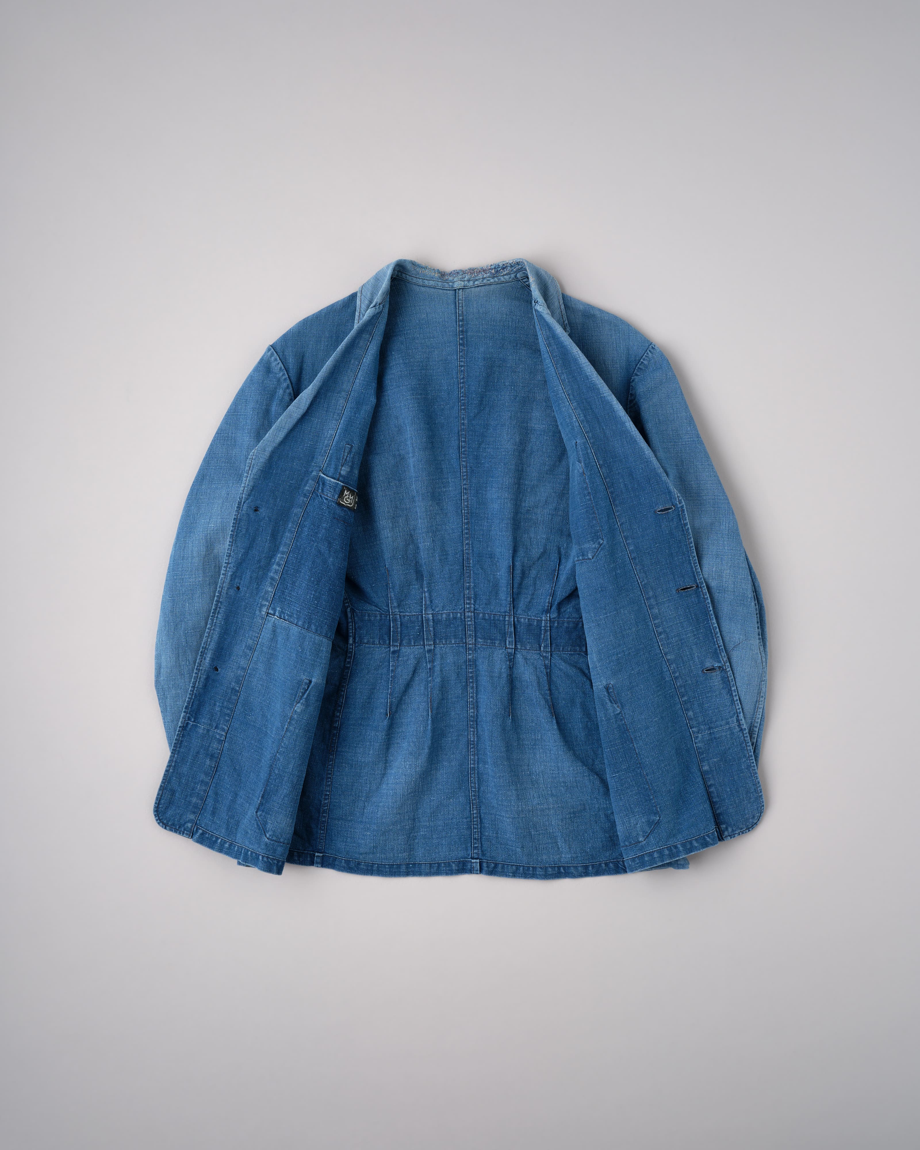 40's] French Vintage Indigo Metis 4 Pockets Lapel Work Jacket