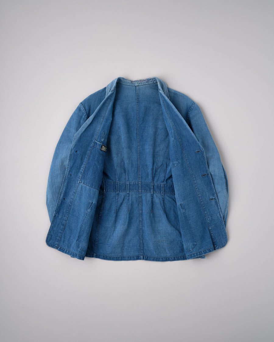 ［~40's］French Vintage Indigo Metis 4 Pockets Lapel Work Jacket 전체 사진