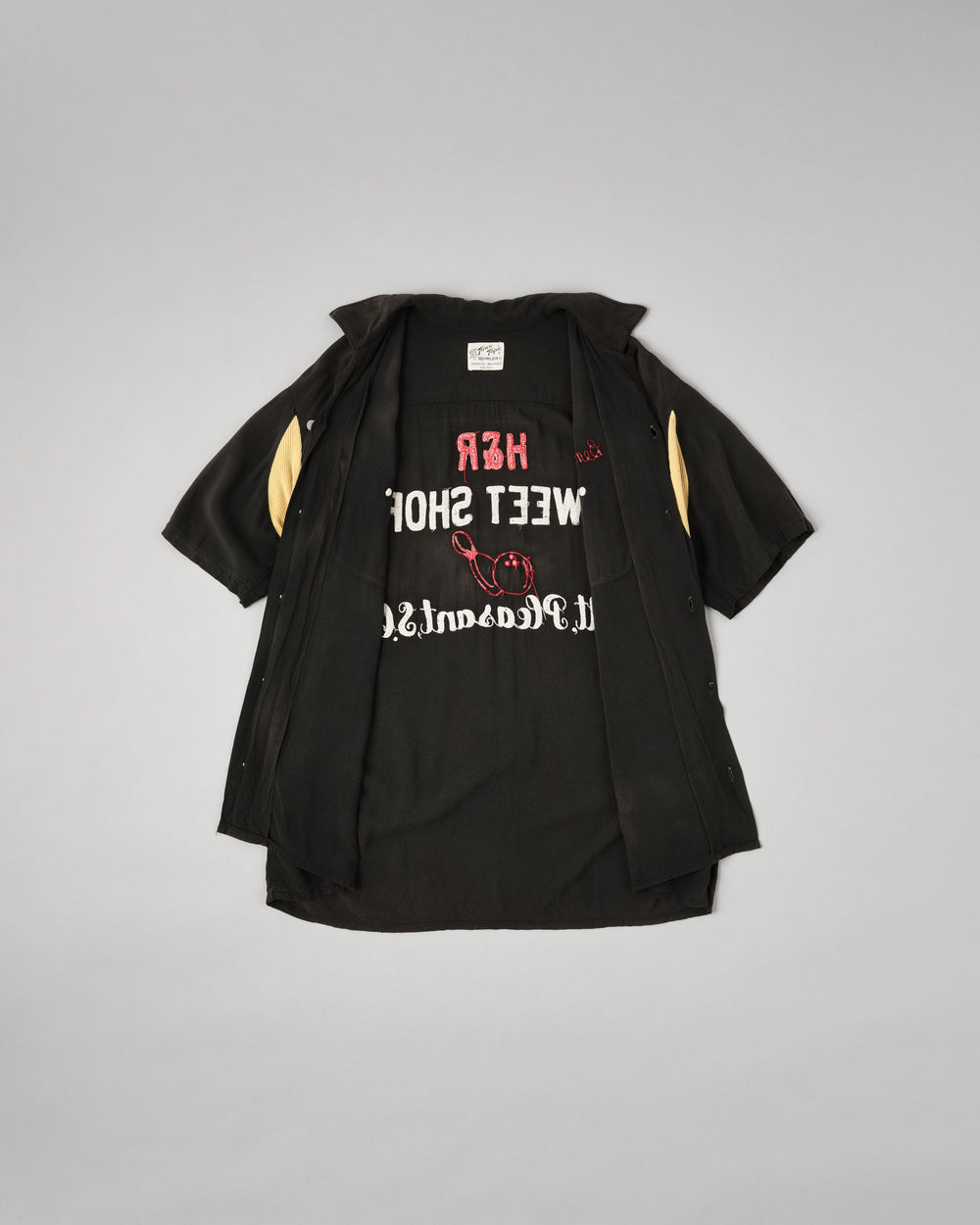 ［~60's］American Vintage Black Rayon S/S Bowling Shirt Size.L