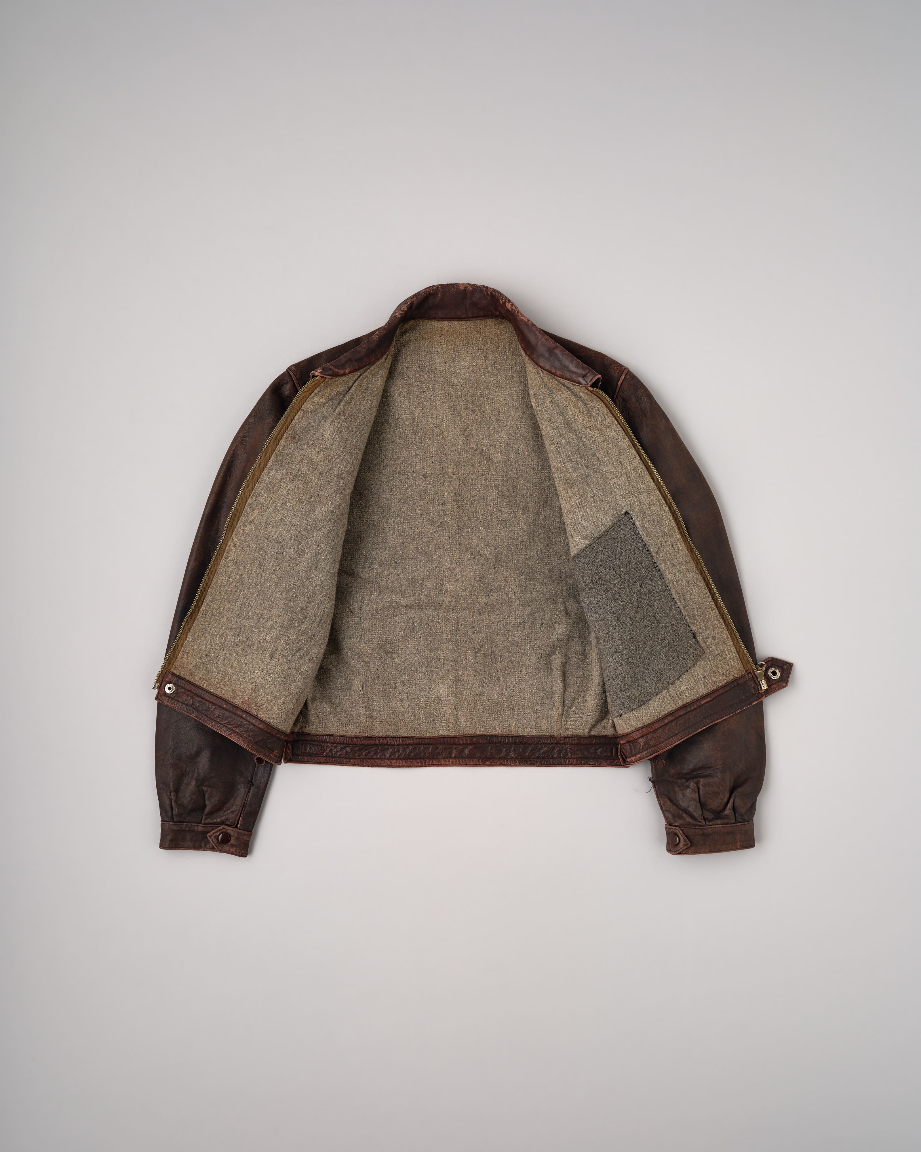 [~ 40's] Français veste en cuir de moto de type Hartmann vintage