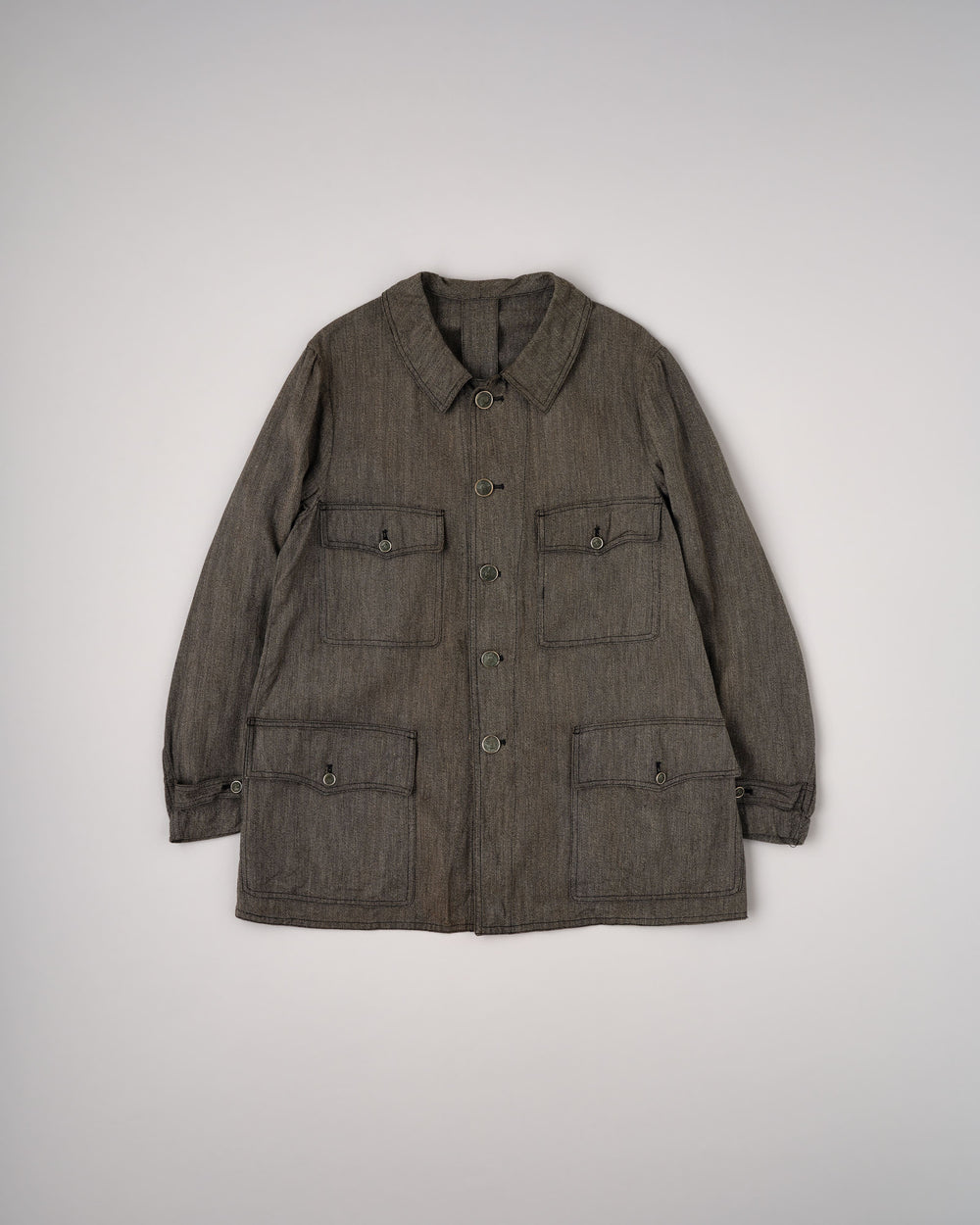 【~30’s】French Vintage Salt & Pepper HBT Cotton Hunting Jacket