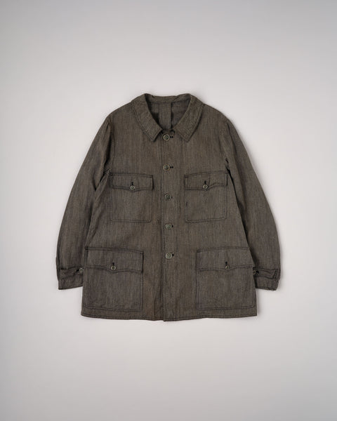 【~30’s】French Vintage Salt & Pepper HBT Cotton Hunting Jacket