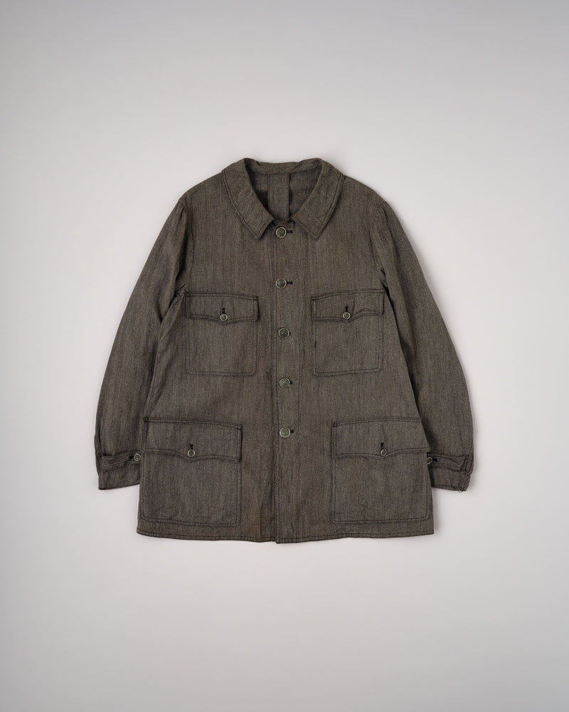 【~30’s】French Vintage Salt & Pepper HBT Cotton Hunting Jacket