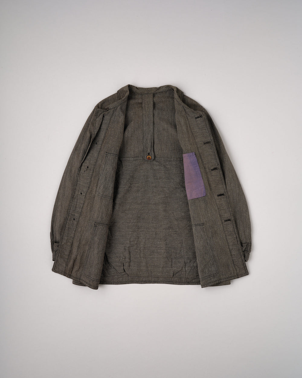 【~30’s】French Vintage Salt & Pepper HBT Cotton Hunting Jacket