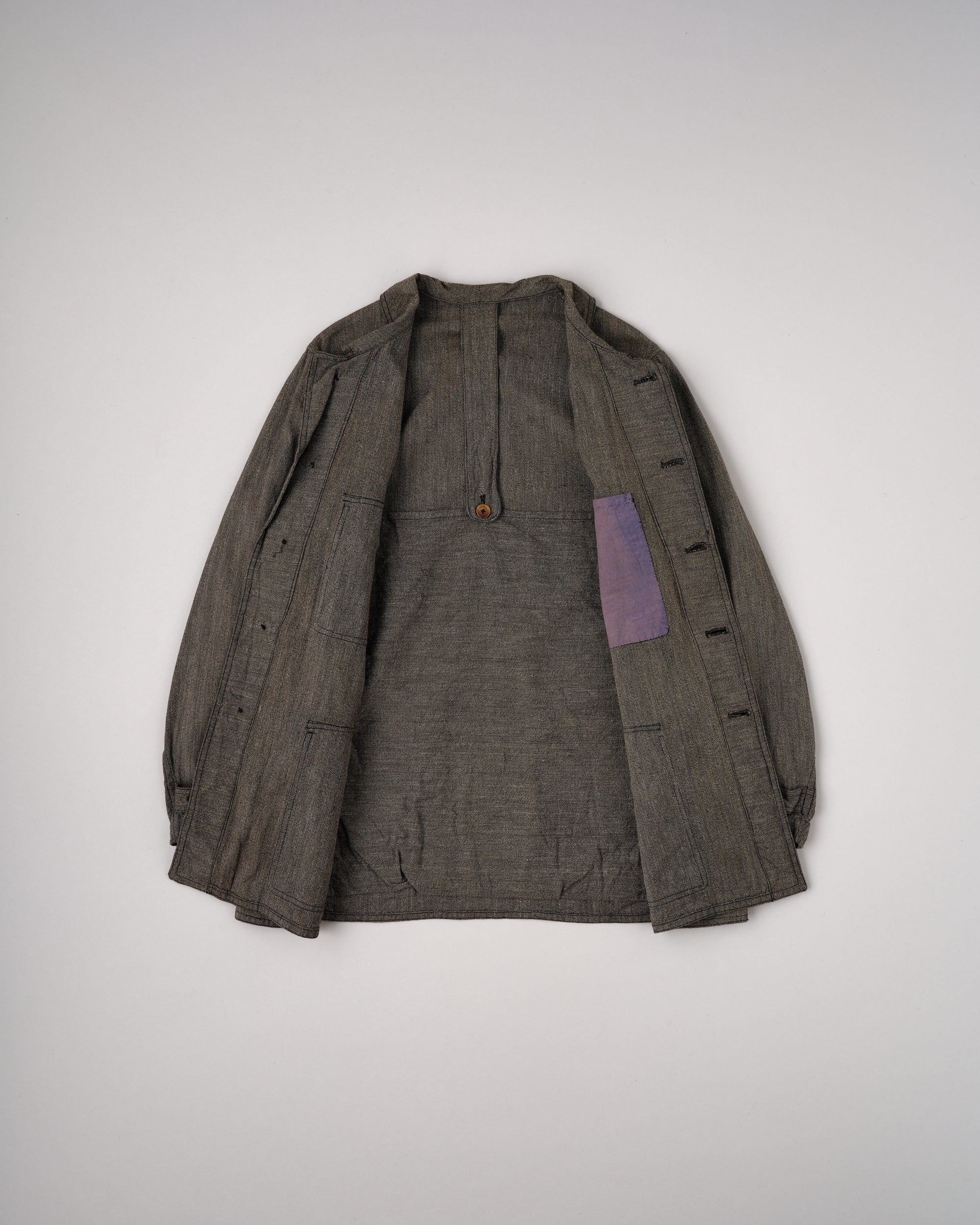 ［~30’s］French Vintage Salt & Pepper HBT Cotton Hunting Jacket