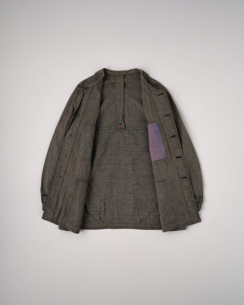 【~30’s】French Vintage Salt & Pepper HBT Cotton Hunting Jacket