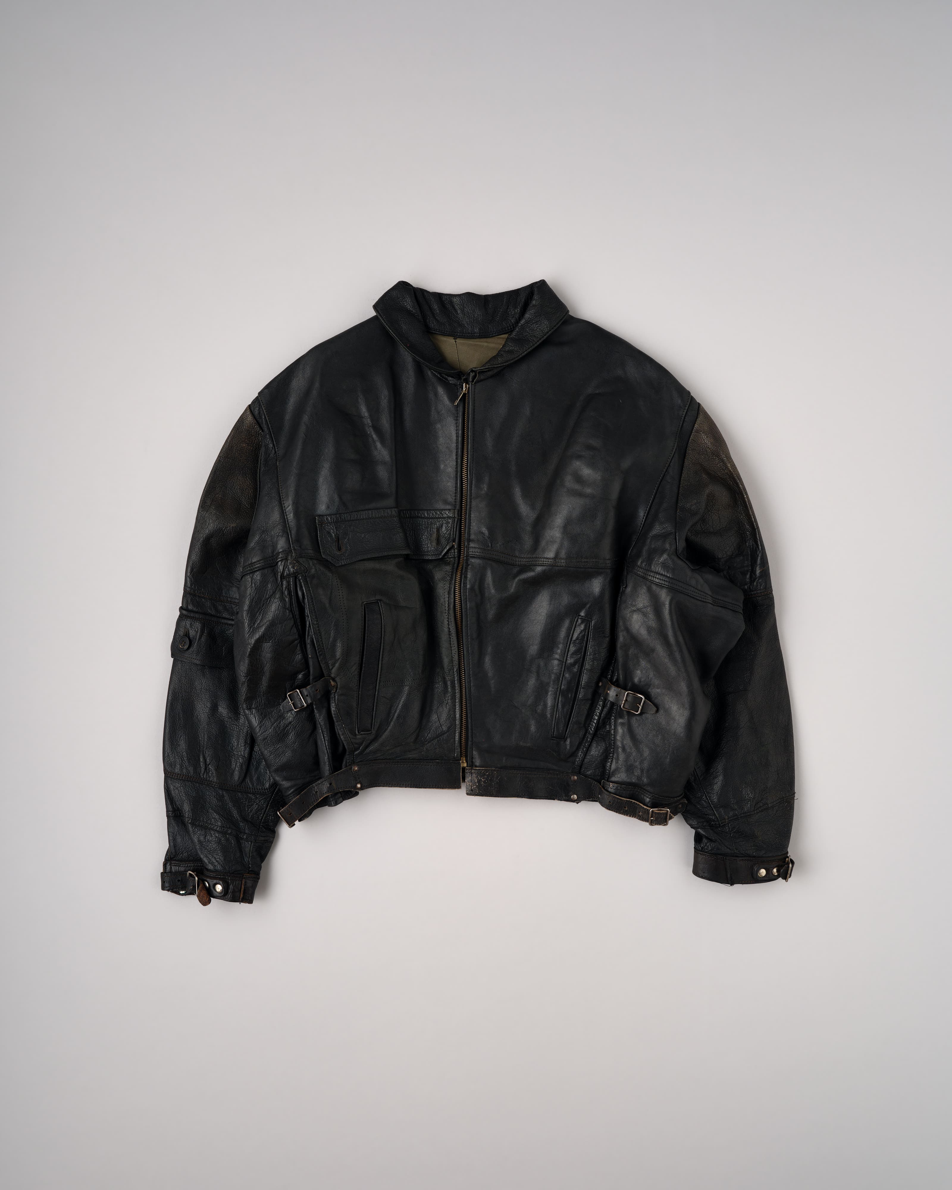 [~ 50's] Veste de moto en cuir pour cavalier de l'armée suédoise Taille.1 « Type inhabituel »