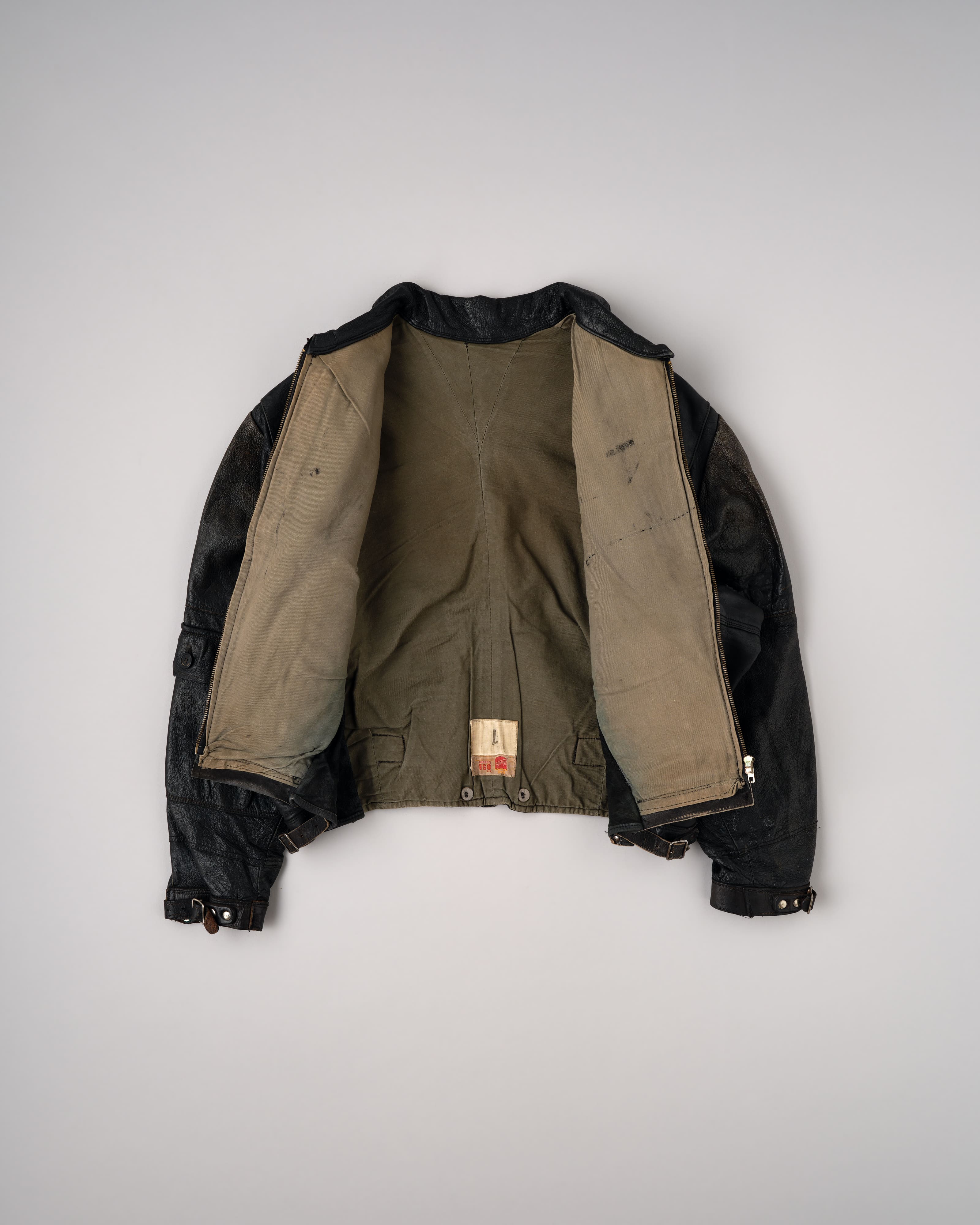 50's］Swedish Army Dispatch Rider Leather Motorcycle Jacket Size.1