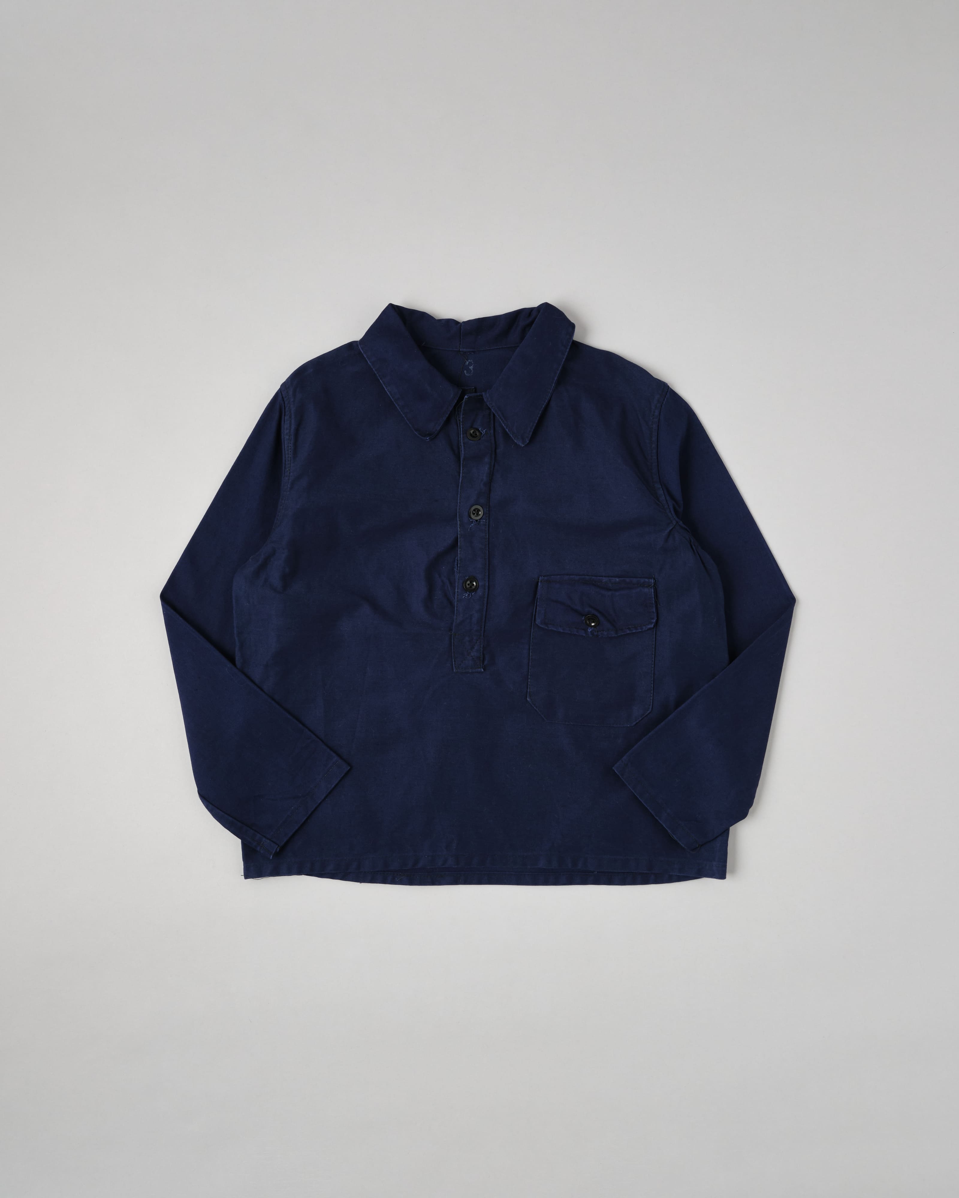 [~70's] Italian Navy Blue Moleskin Work Smock Size.3