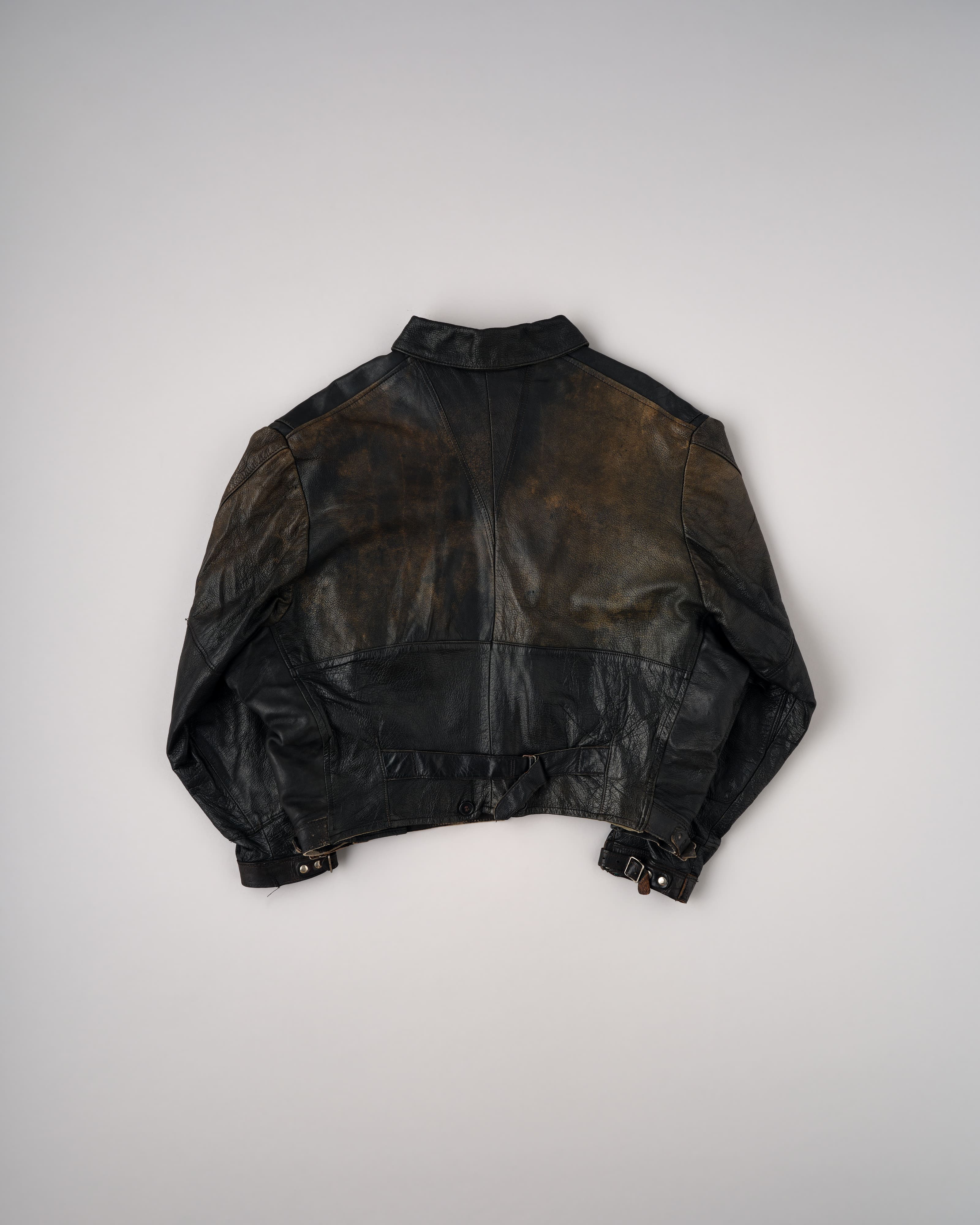 50's］Swedish Army Dispatch Rider Leather Motorcycle Jacket Size.1