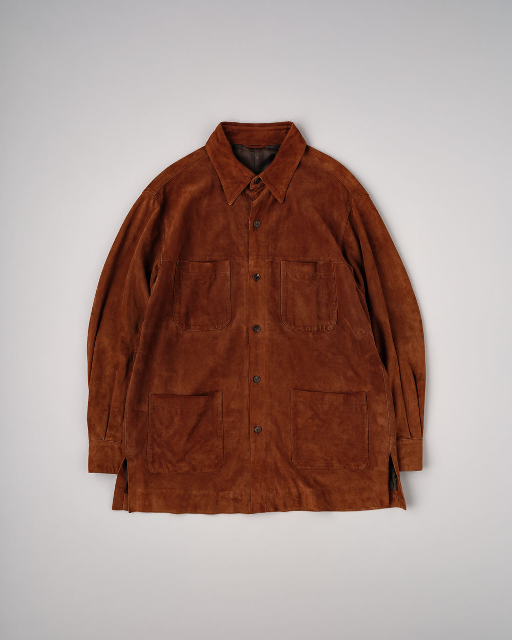 【~90’s】Old SULKA Brown Suede Leather Shirt Jacket Size.42