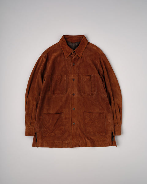 【~90’s】Old SULKA Brown Suede Leather Shirt Jacket Size.42
