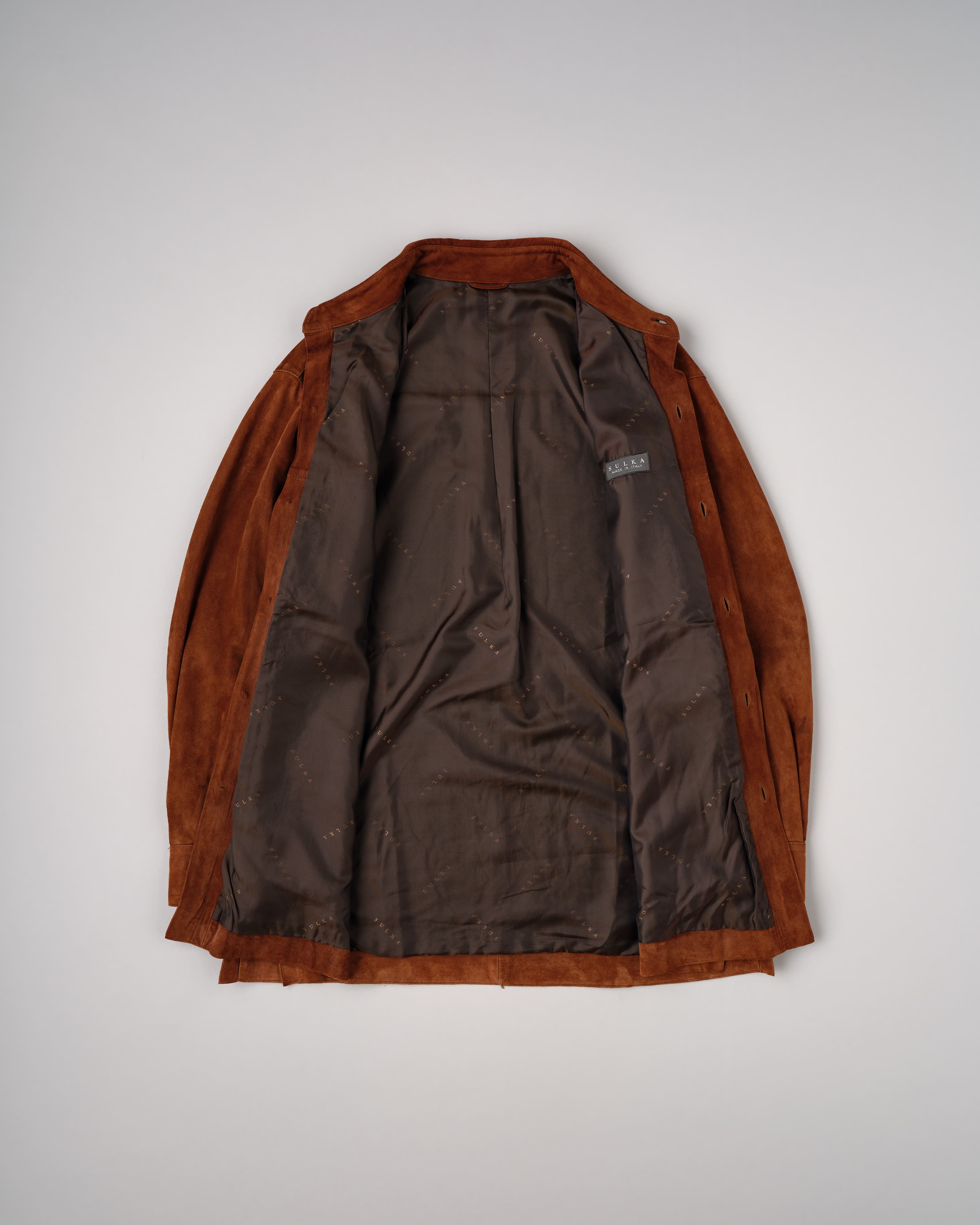 90's］Old SULKA Brown Suede Leather Shirt Jacket Size.42 | VIEUX