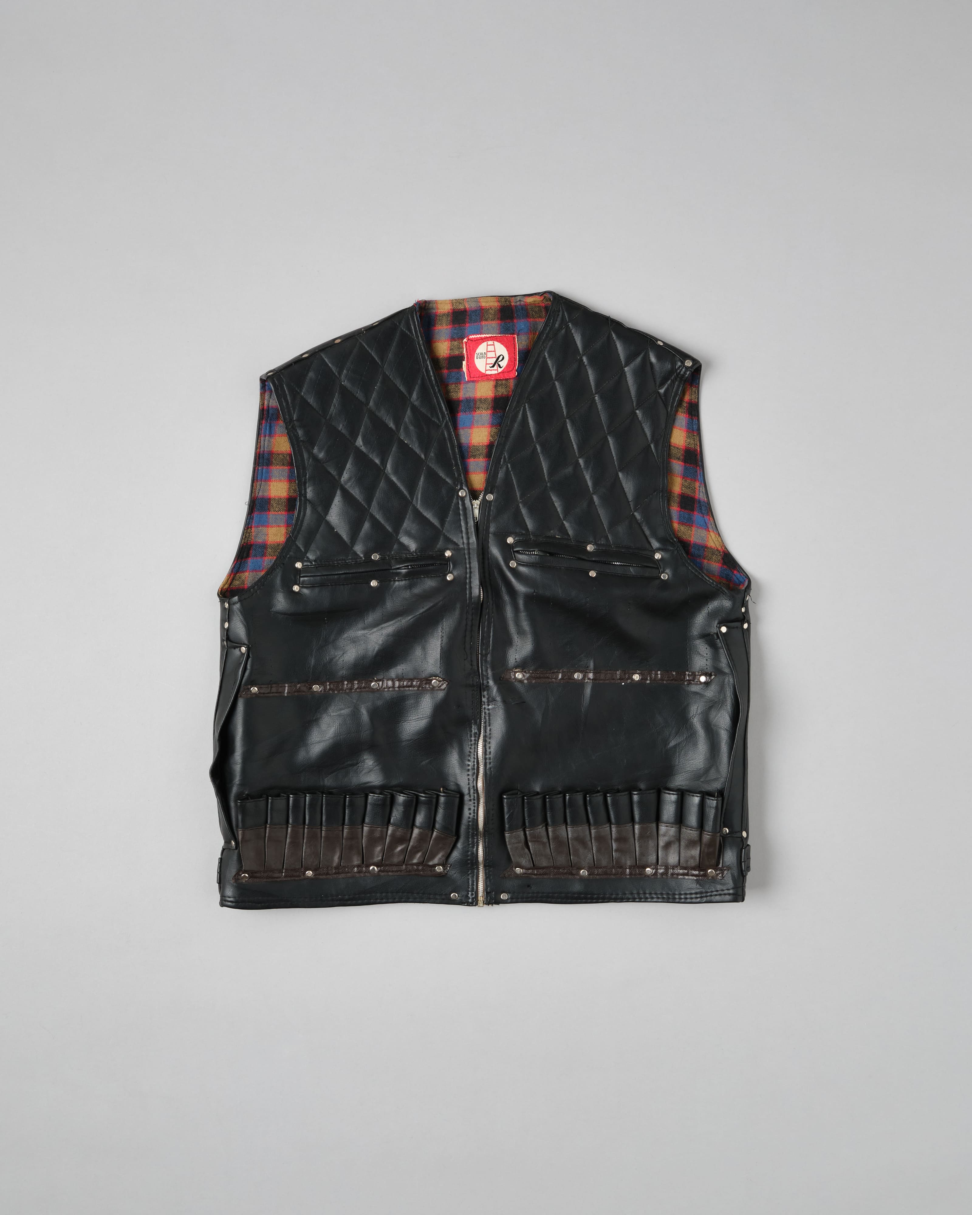 【~60’s】Italian Vintage Black Leather Shooting Vest