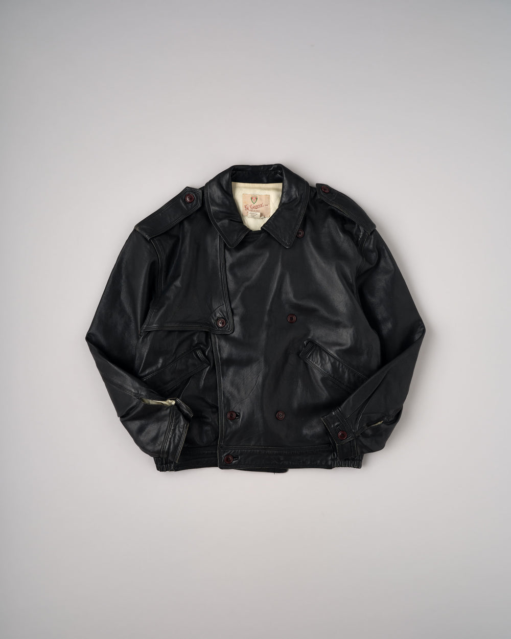 ［~70’s］Old GUCCI Black Leather Blouson Size.50