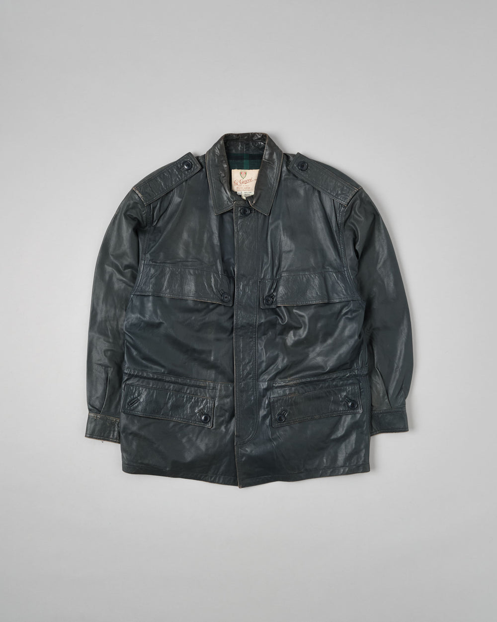 ［~70’s］Old GUCCI Military Style 4 Pockets Leather Jacket Size.50