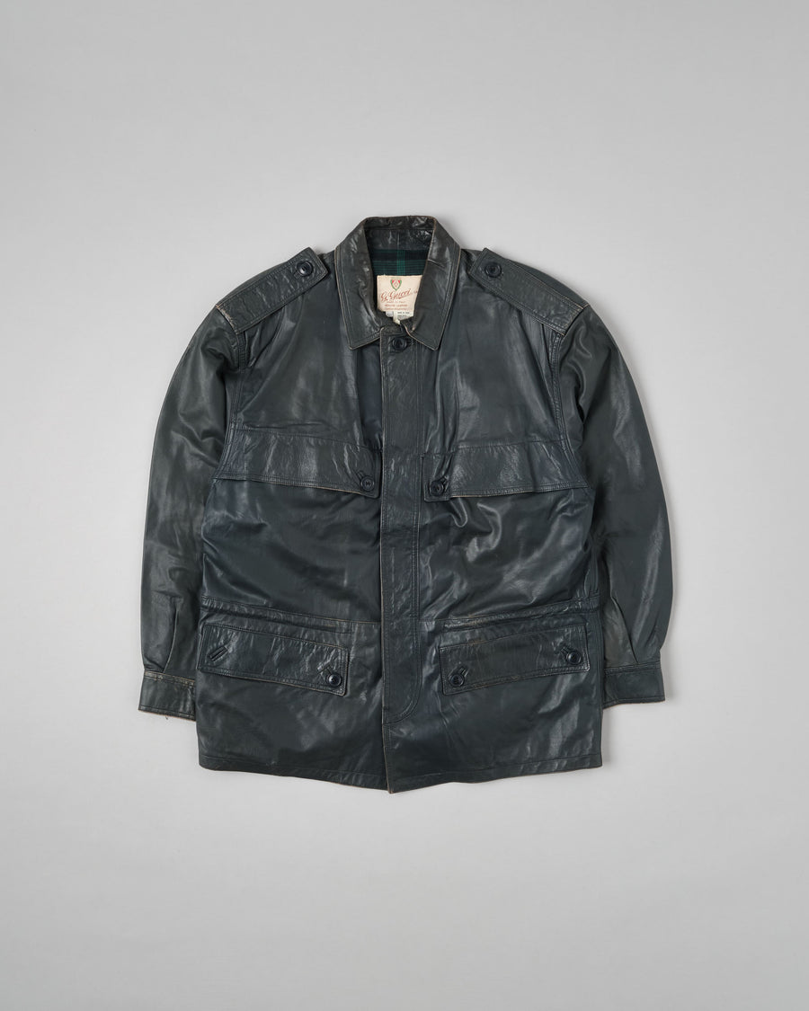 Vue d'ensemble de ［~70’s］Old GUCCI Military Style 4 Pockets Leather Jacket Size.50