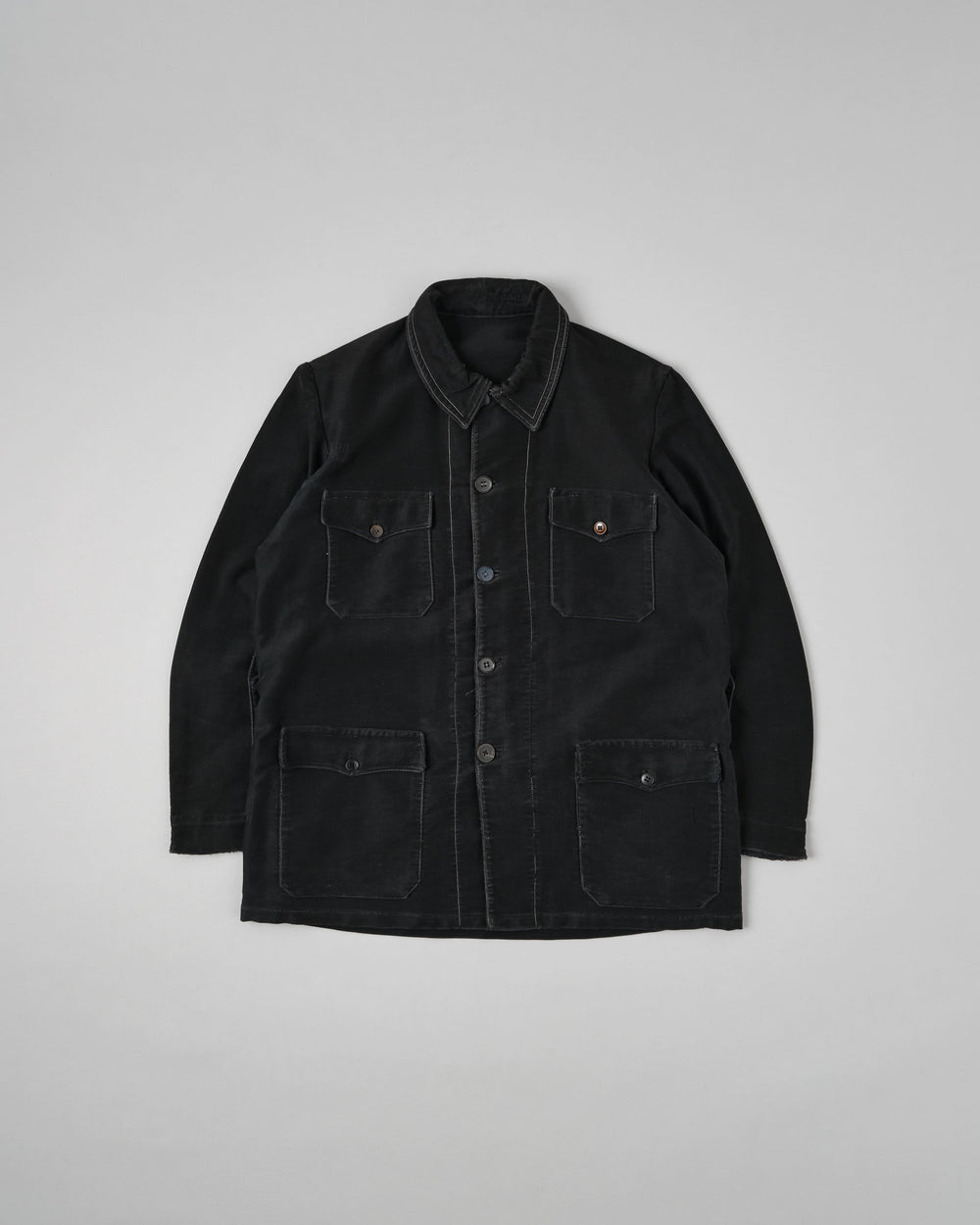 ［~30’s］French Vintage Black Moleskin Hunting Jacket "Homemade"