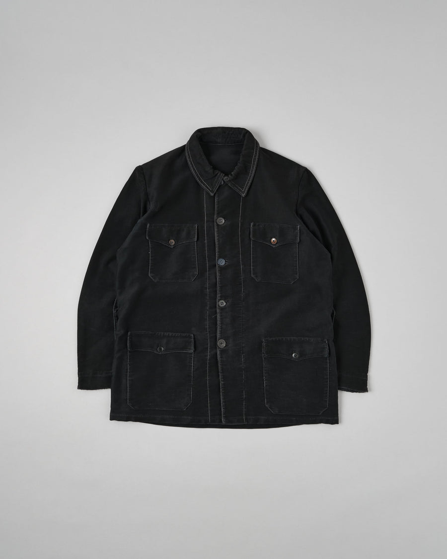 Vue d'ensemble de ［~30’s］French Vintage Black Moleskin Hunting Jacket "Homemade"