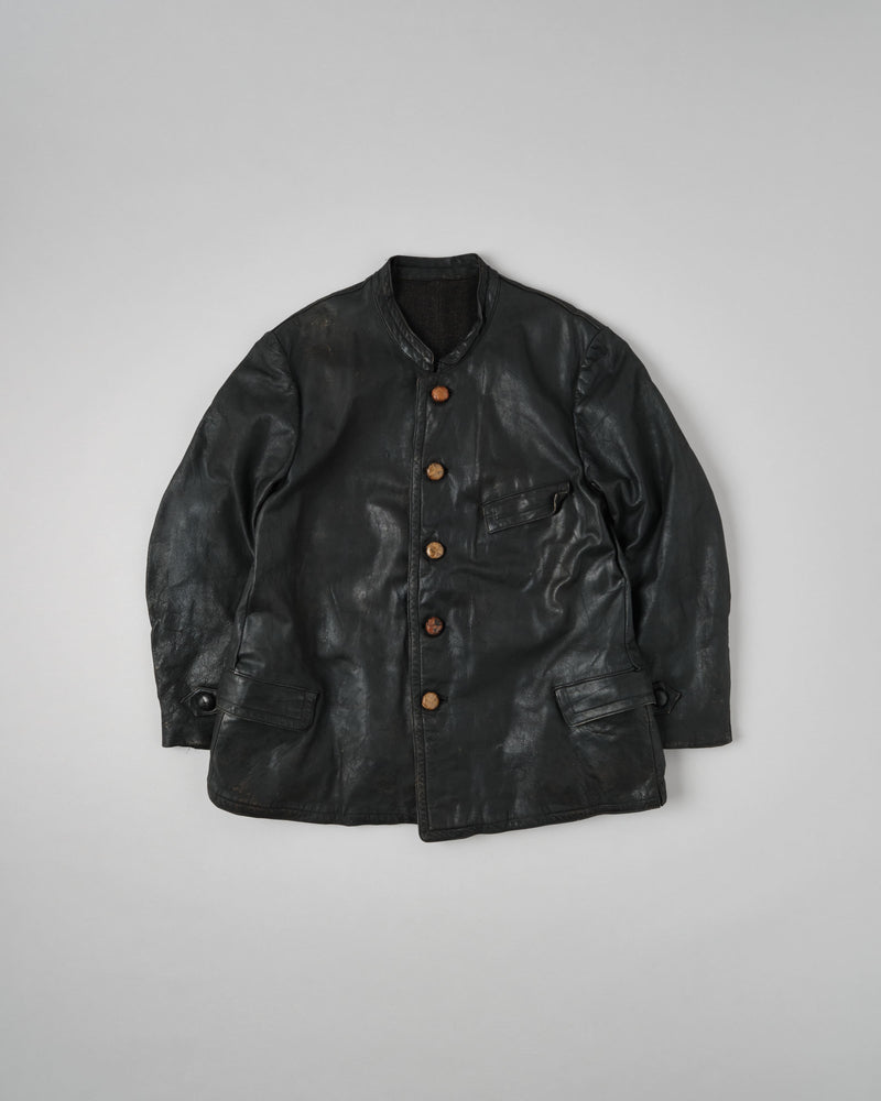 【~40's】WWII German Navy U-Boat Crew Black Leather Jacket "Kriegsmarine"