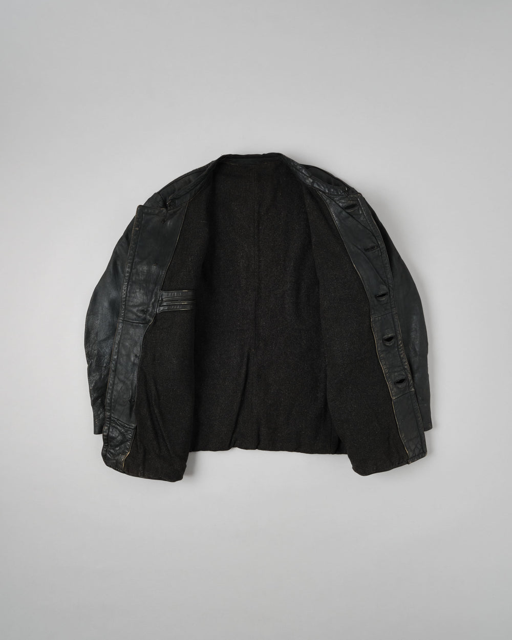 【~40's】WWII German Navy U-Boat Crew Black Leather Jacket "Kriegsmarine"