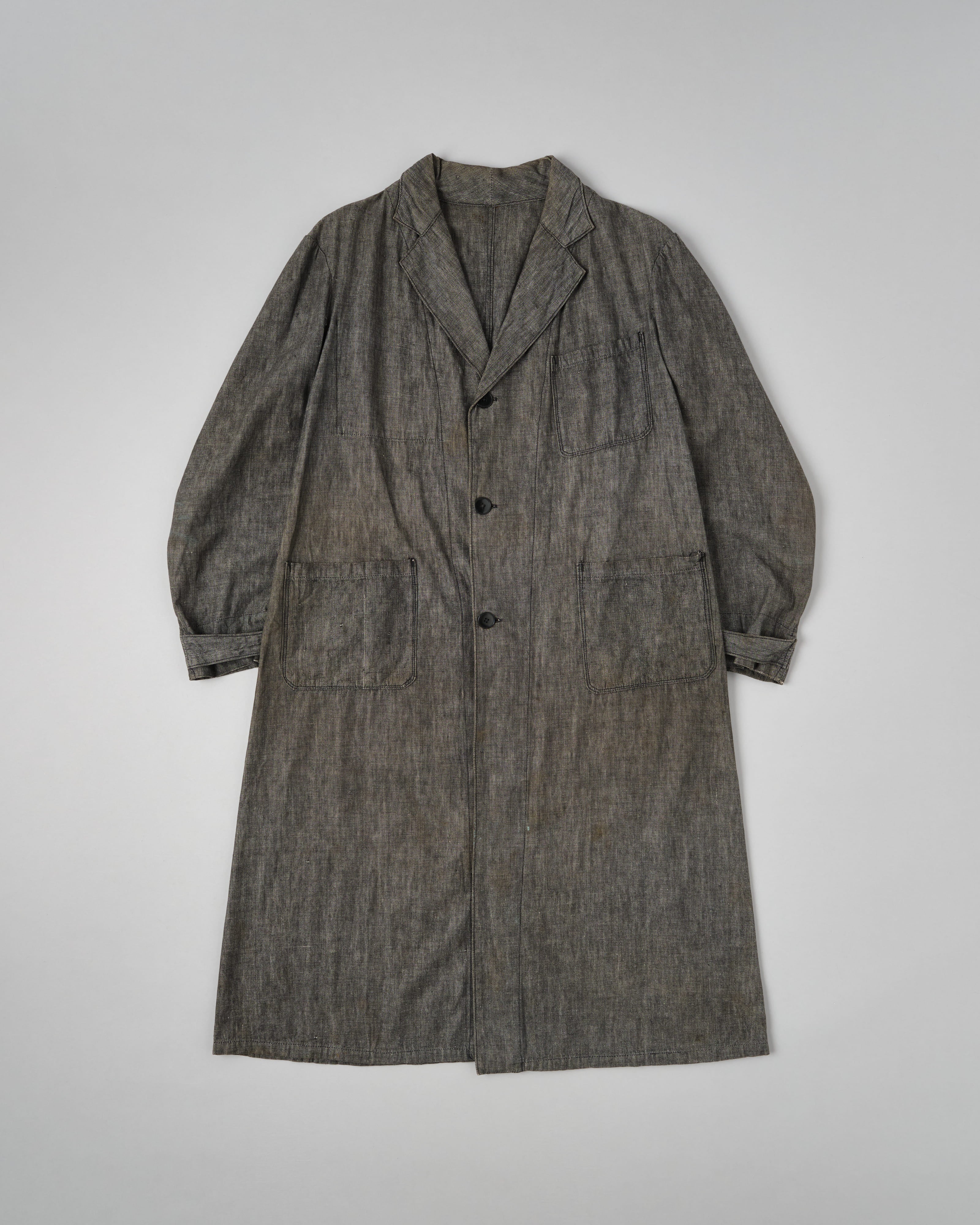 [~50's] French Vintage Metis Black Chambray Atelier Coat