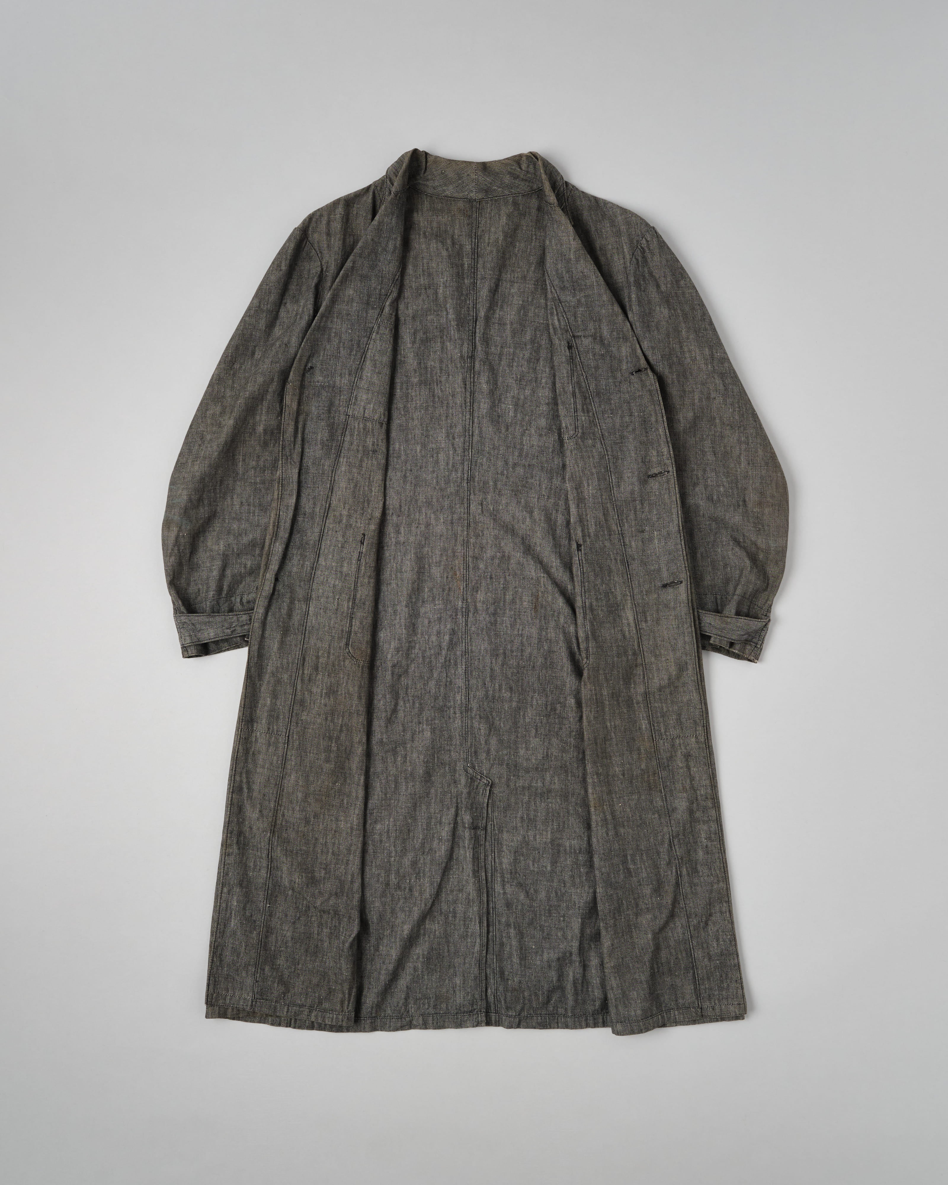 [~50's] French Vintage Metis Black Chambray Atelier Coat