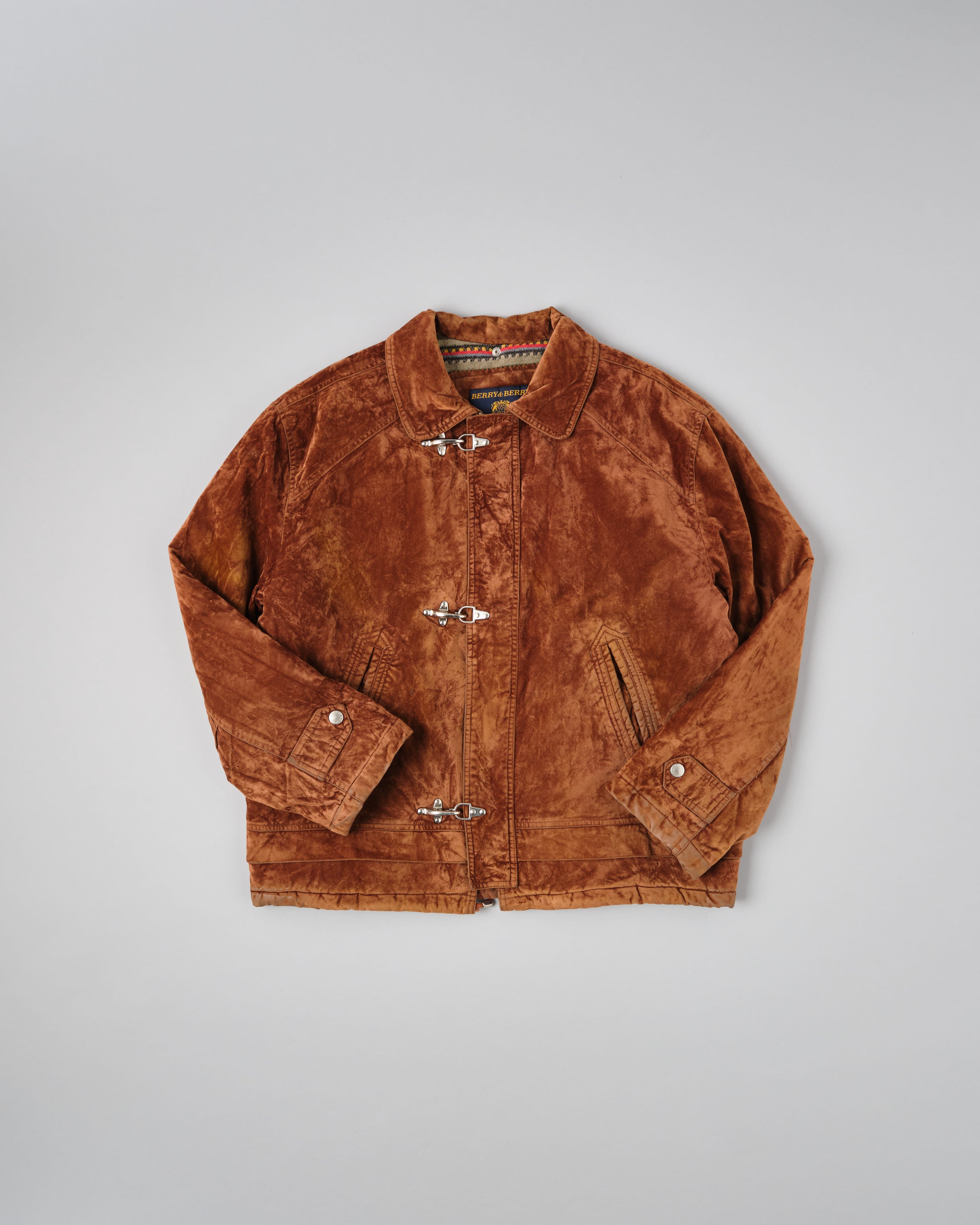 [~80's] Italian Vintage Brown Velvet Fireman Jacket Size.L "BERRY&BERRY"
