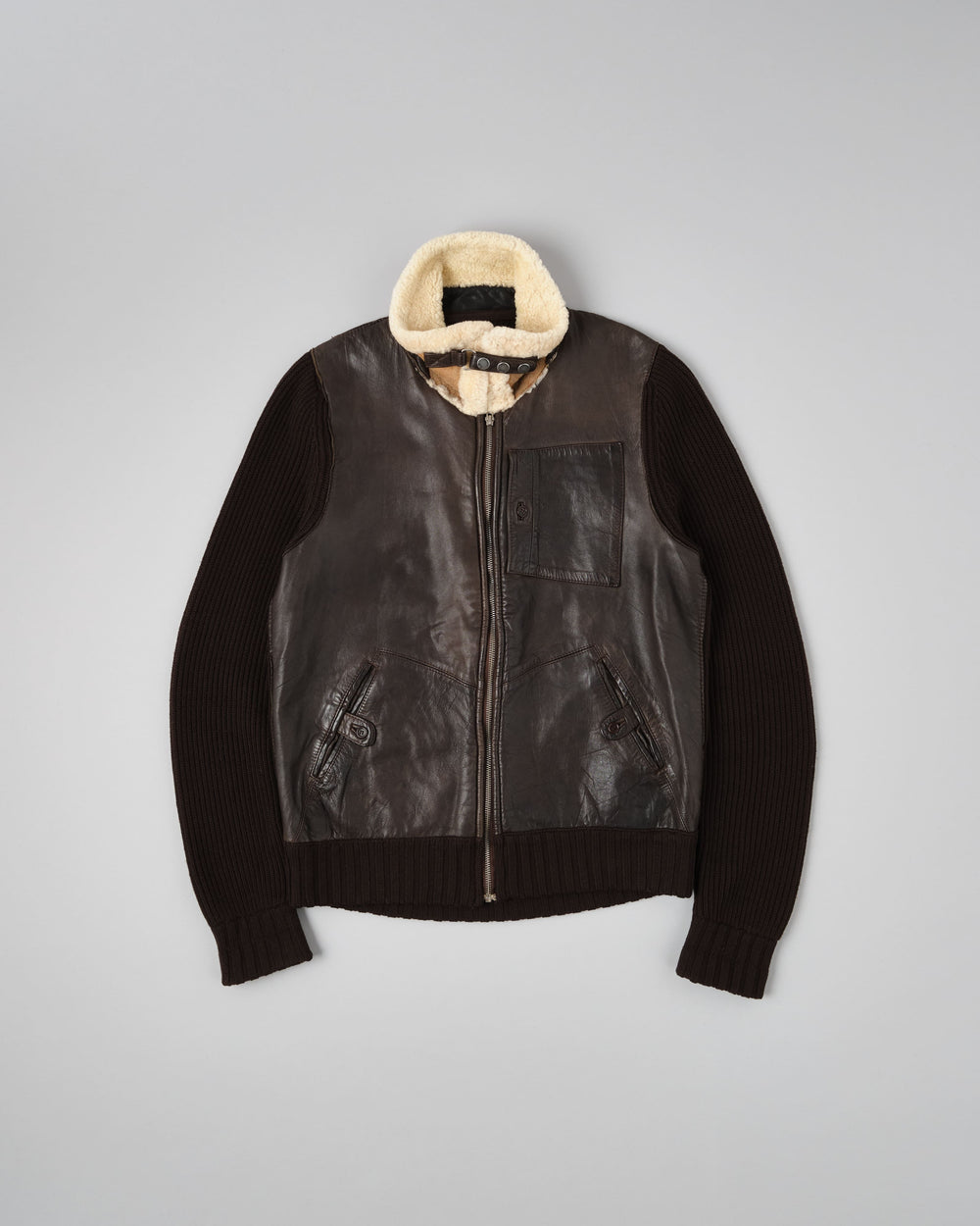 ［06AW］Old C.P.Company Switching Leather Wool Zip Up Jacket Size.50