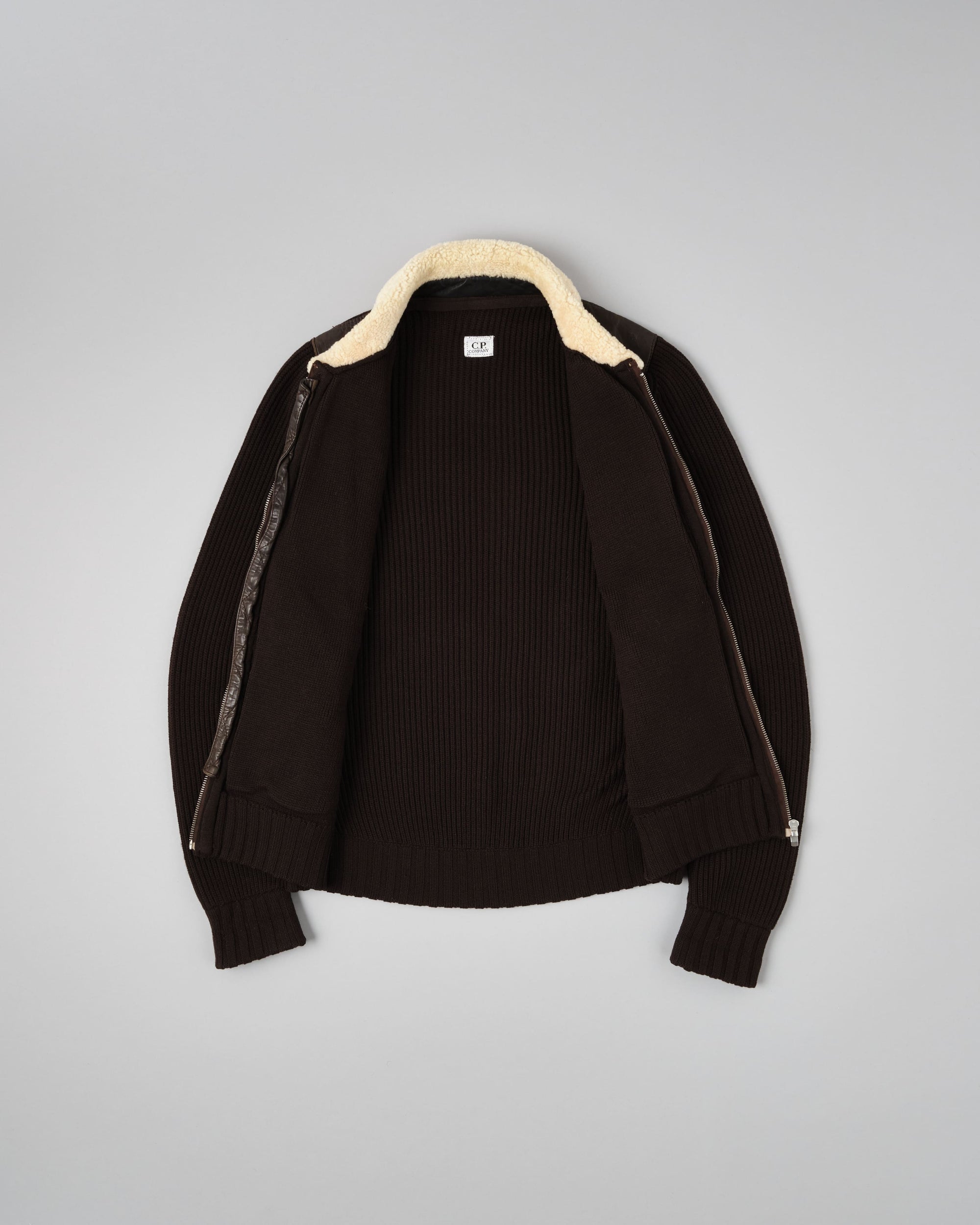 【06AW】Old C.P.Company Switching Leather Wool Zip Up Jacket Size.50