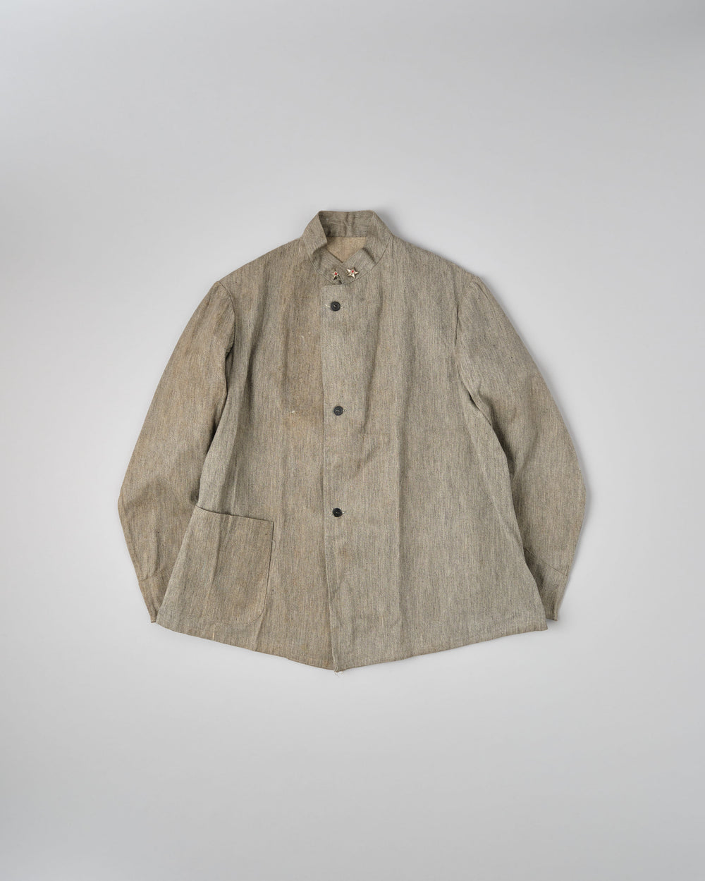 【~20's】Royal Italian Army Salt & Pepper Cotton Stand Collar Jacket "Red Cross"
