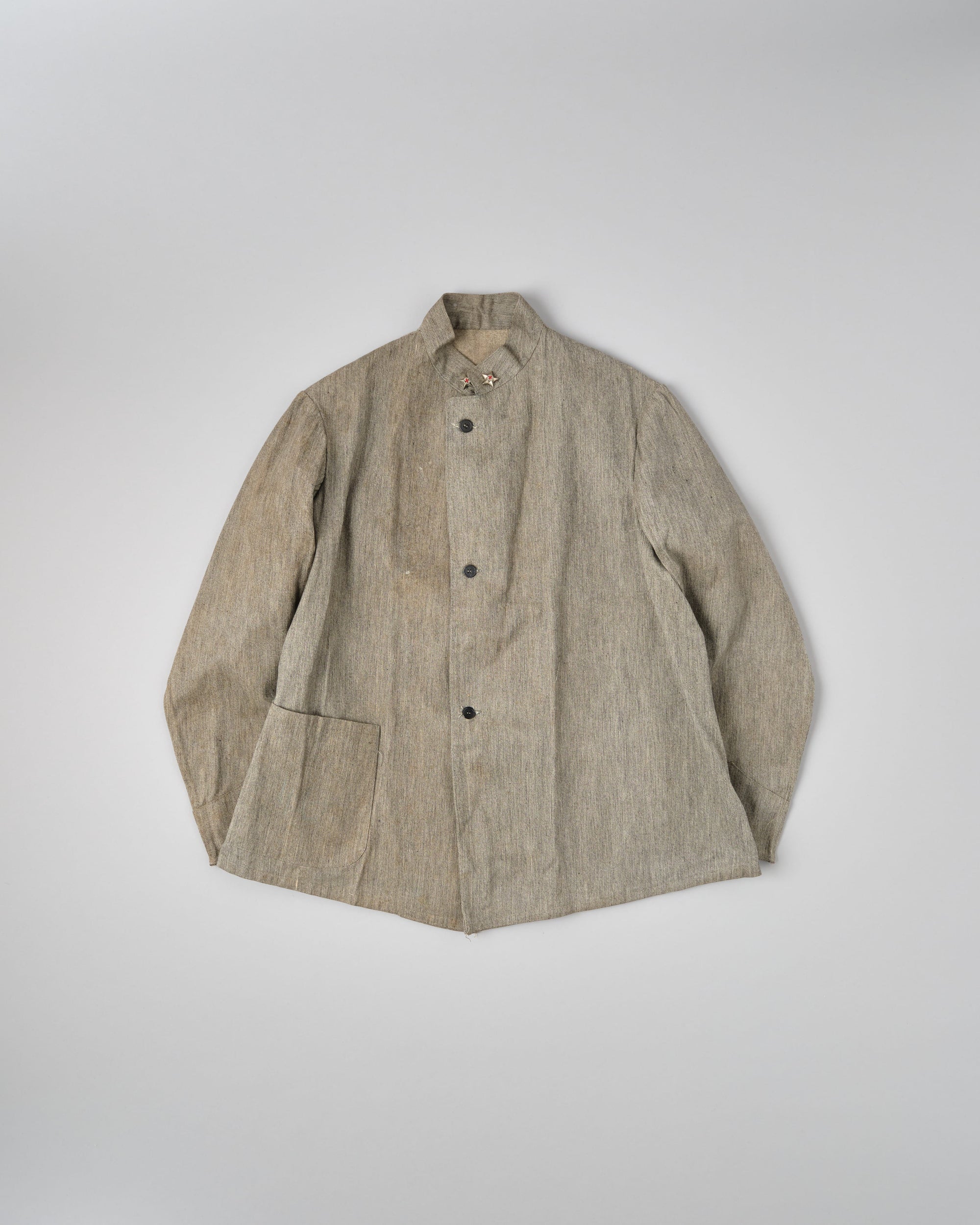 ［~20's］Royal Italian Army Salt & Pepper Cotton Stand Collar Jacket "Red Cross"