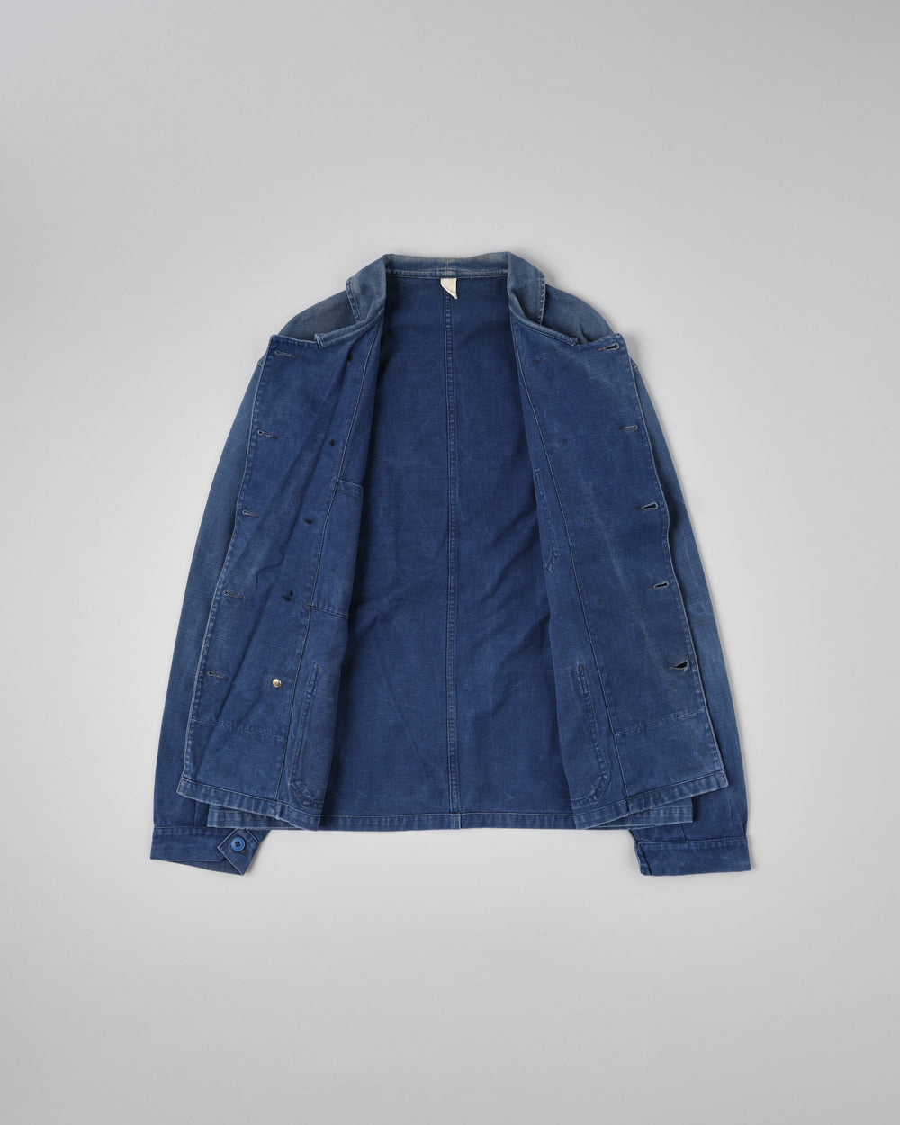 【~50's】French Vintage Blue Cotton Twill Double Breasted Work Jacket