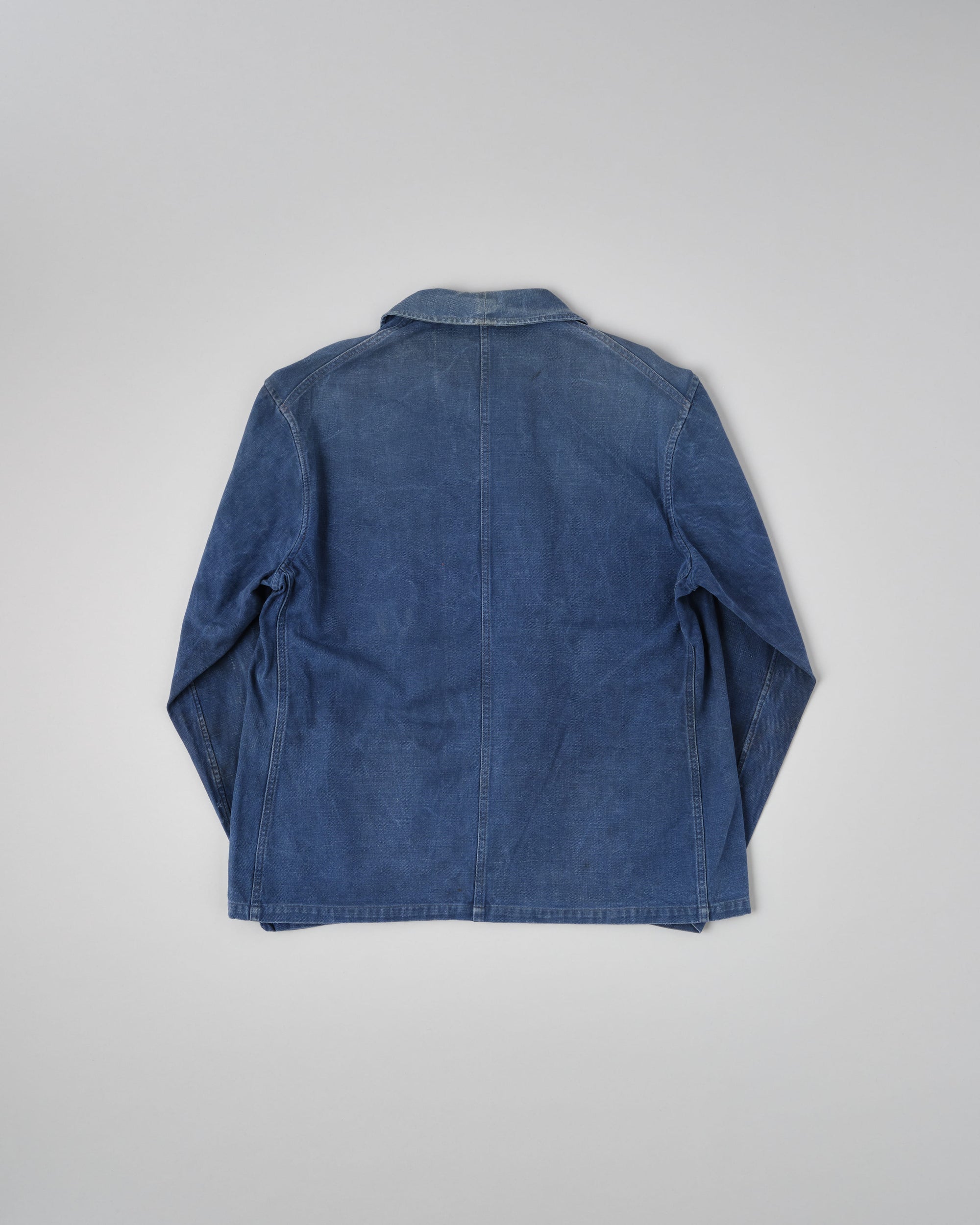 【~50's】French Vintage Blue Cotton Twill Double Breasted Work Jacket