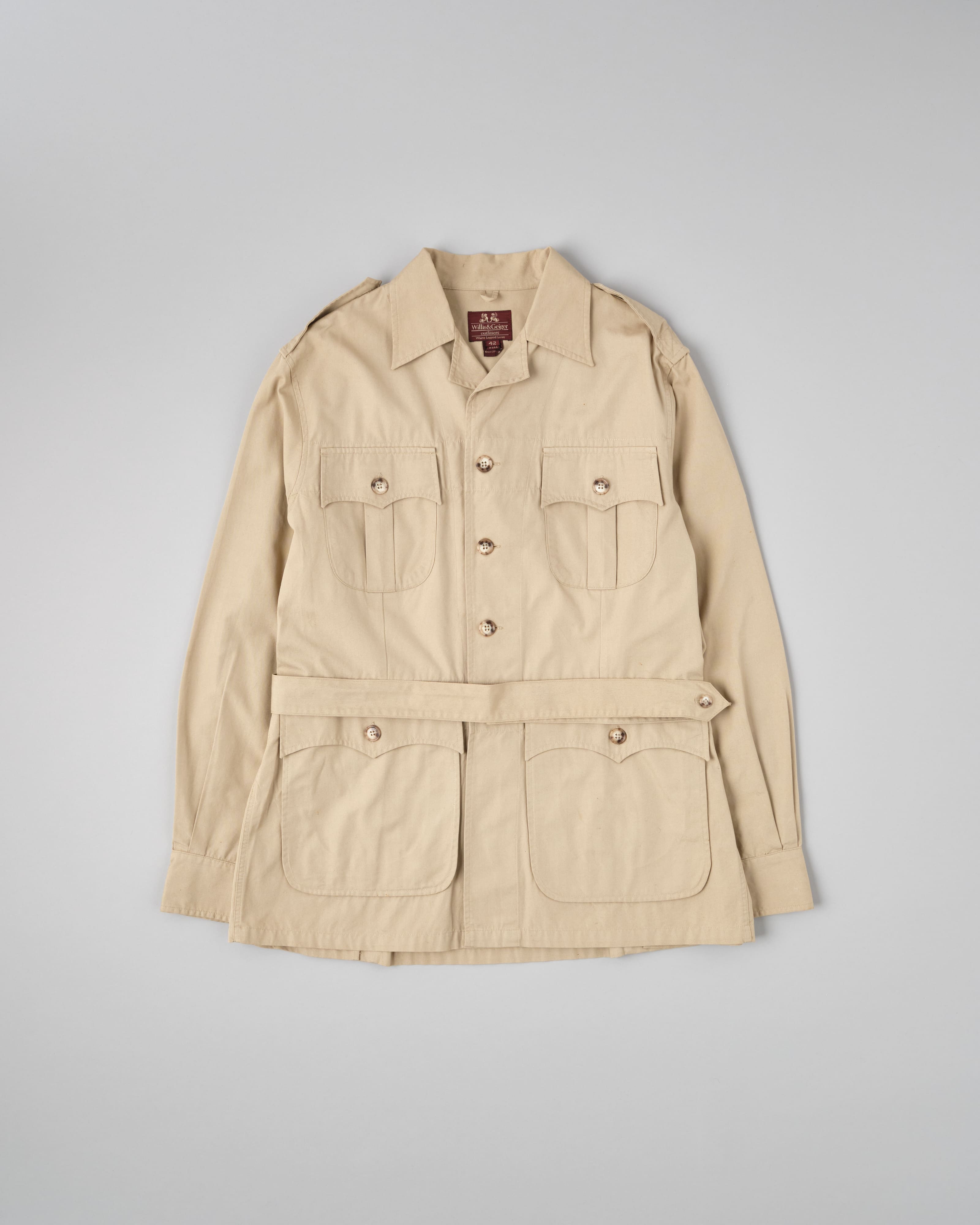 [~80's] Vintage Willis & Geiger Bush Poplin Safari Jacket Size.42 "Made in U.S.A."