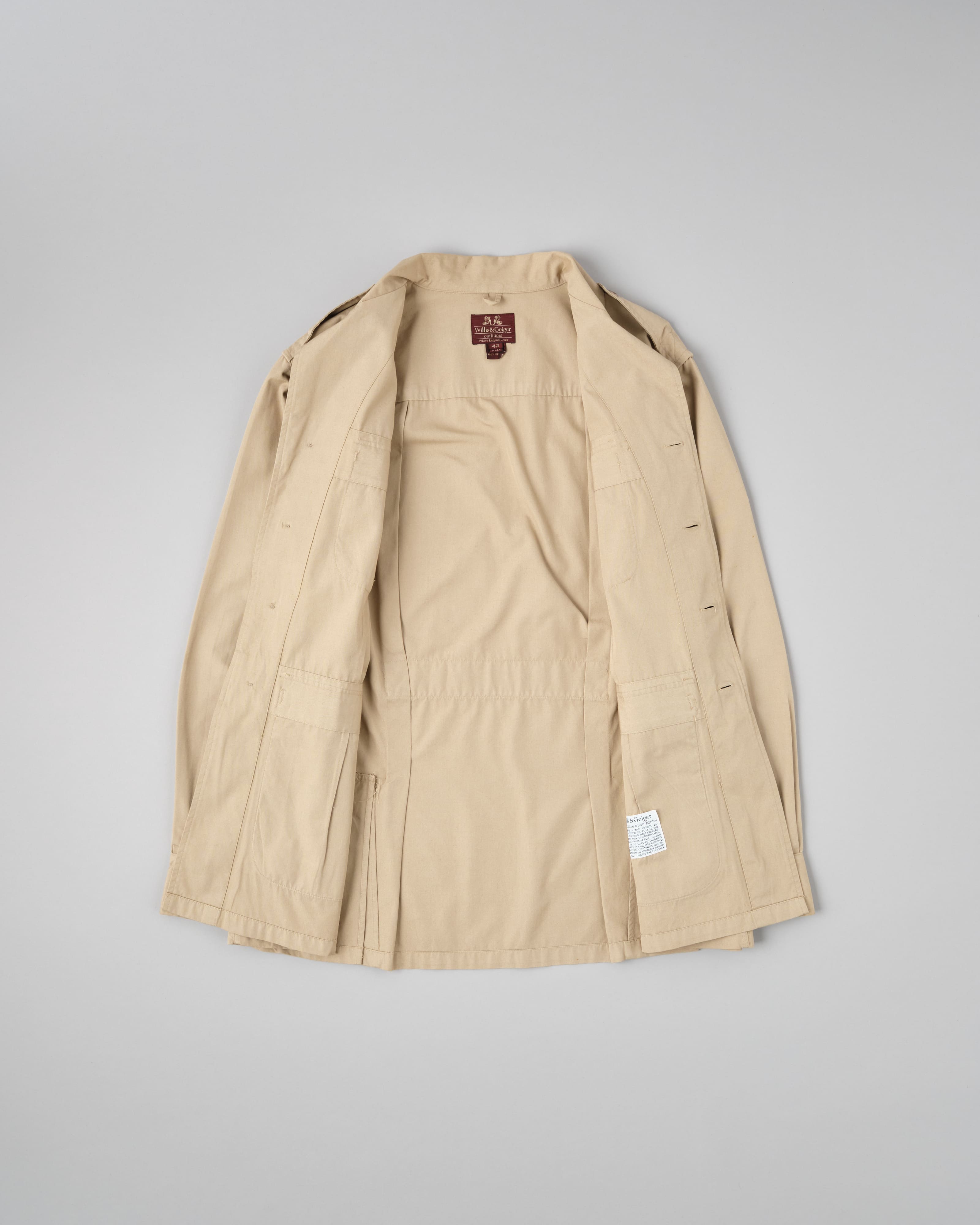 [~80's] Vintage Willis & Geiger Bush Poplin Safari Jacket Size.42 "Made in U.S.A."