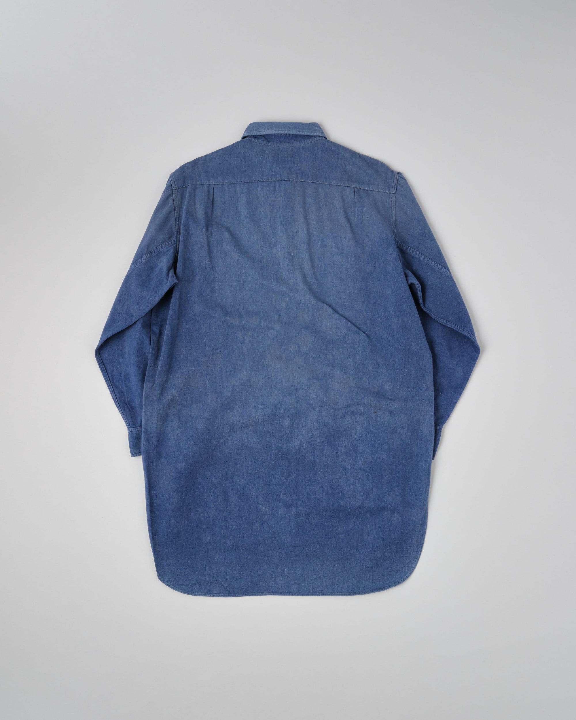 【~50’s】French Vintage Blue Cotton Twill Grandpa Shirt Size.41 "Adolphe Lafont"