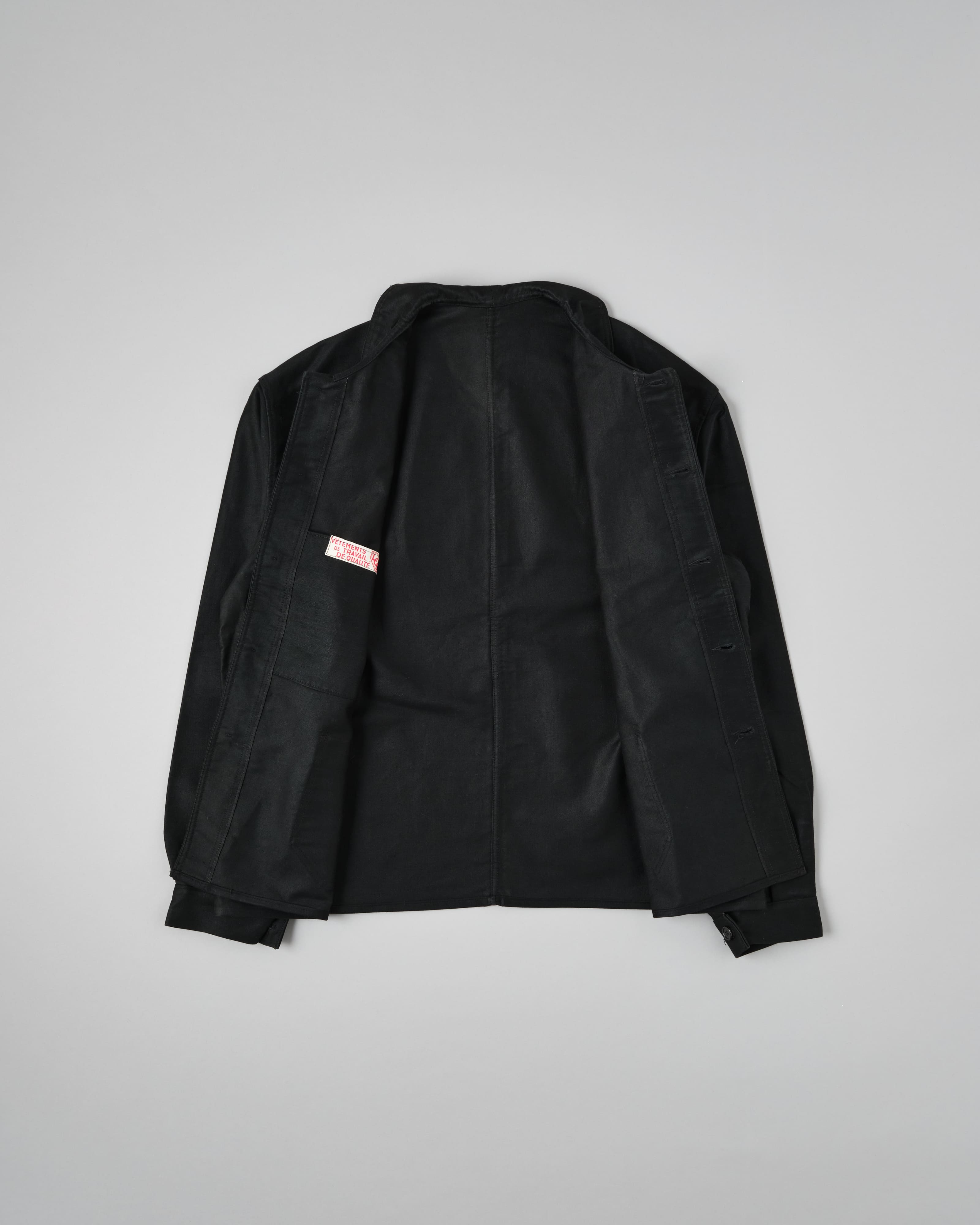 [~ 50's] Jacket de travail de moleskin noirs vintage français "Stock Dead"
