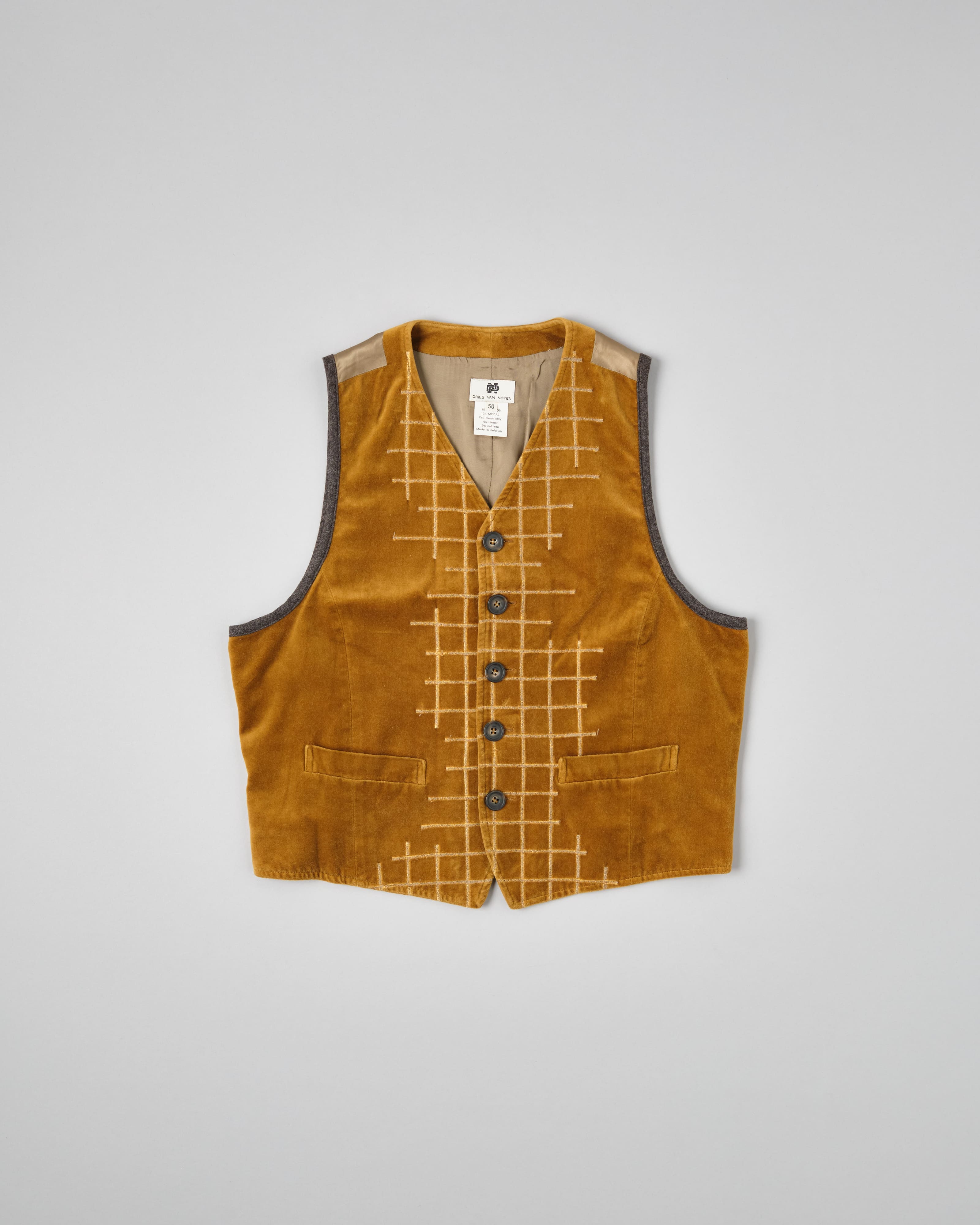 [~90's] Old DRIES VAN NOTEN Mixed Cotton Velour Vest Size.50