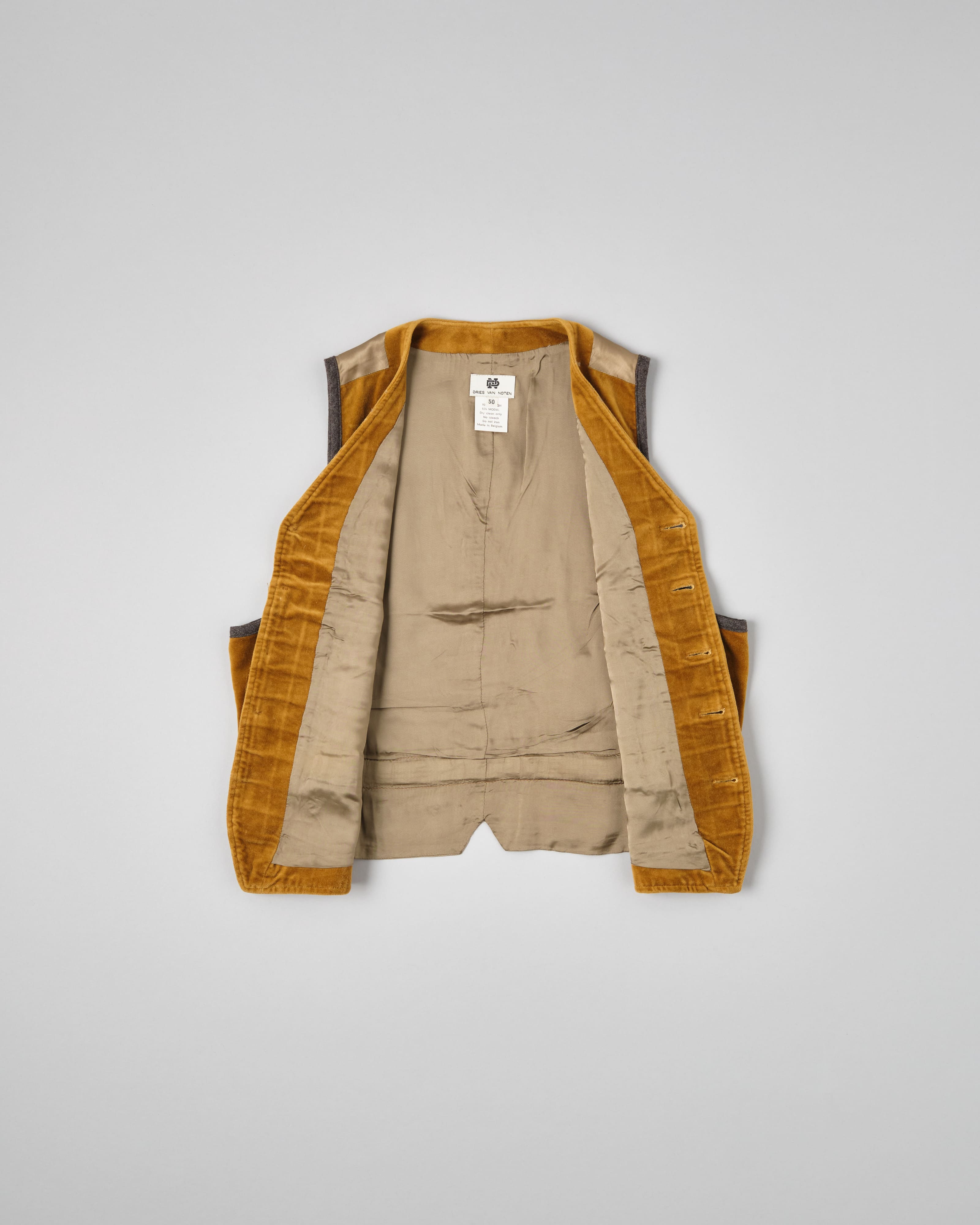 [~90's] Old DRIES VAN NOTEN Mixed Cotton Velour Vest Size.50