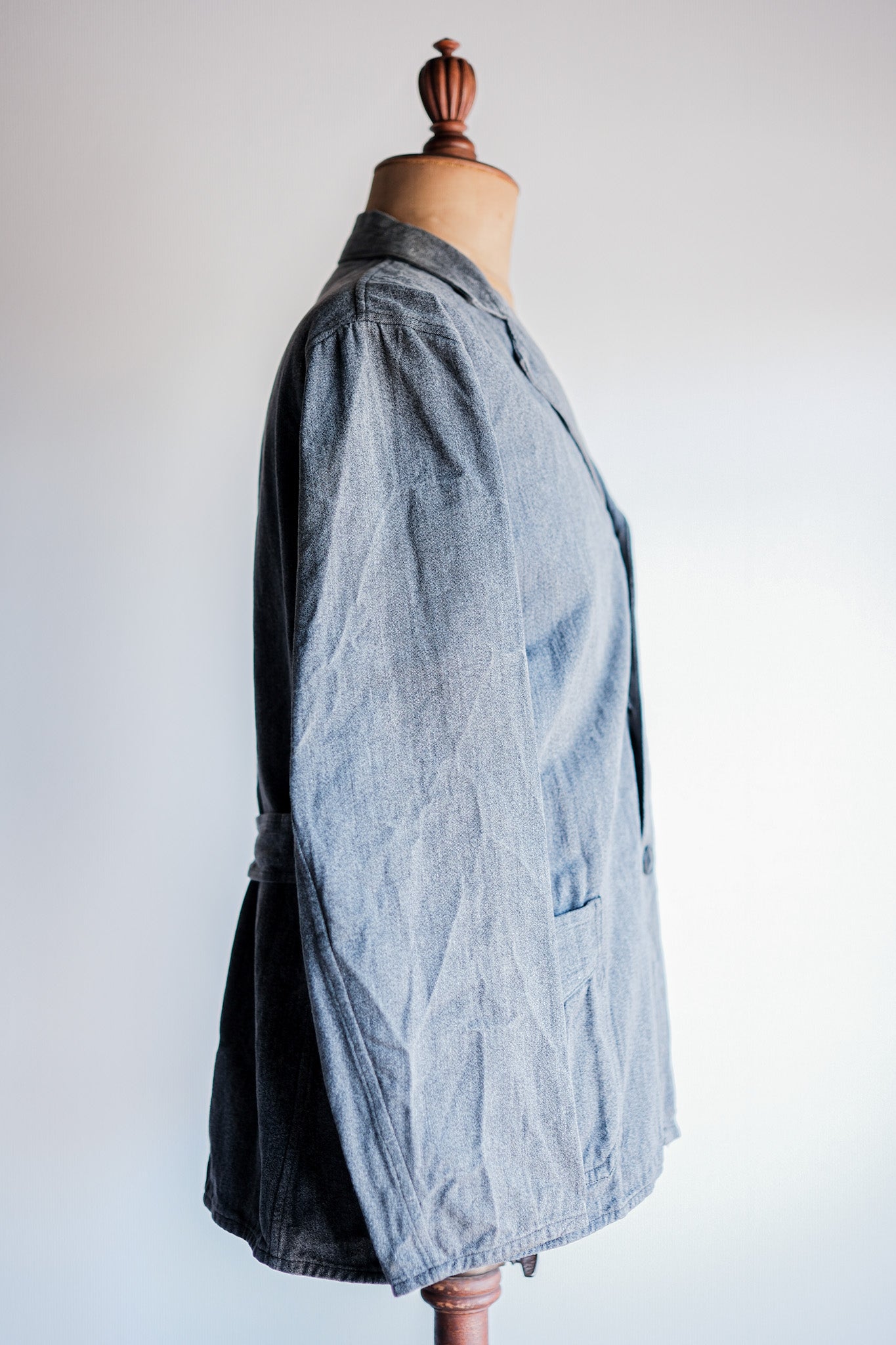 ［~40’s］French Vintage Salt & Pepper Cotton Lapel Work Jacket