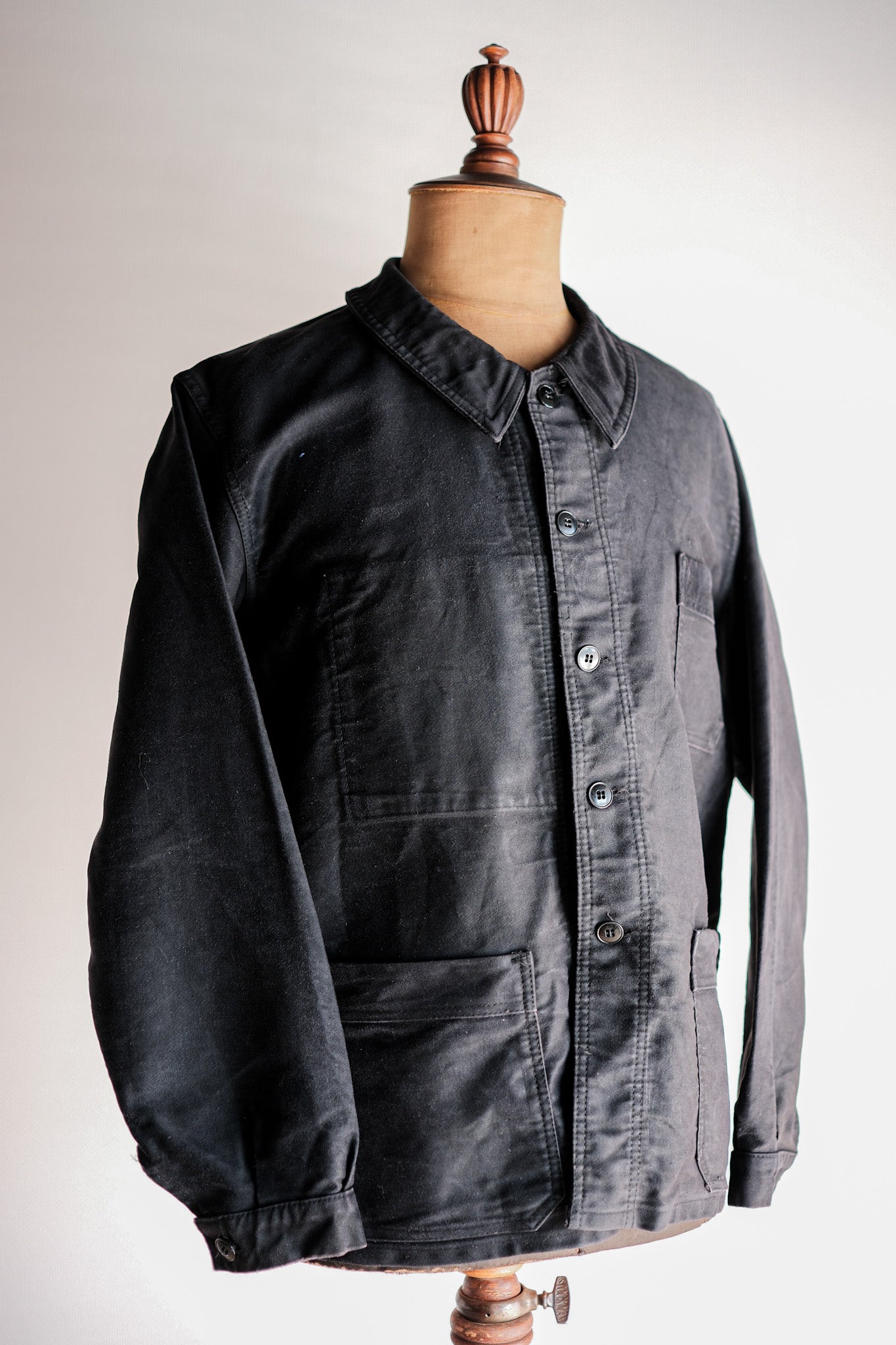 [〜60年代]法國復古黑色摩爾斯金夾克夾克尺寸。50