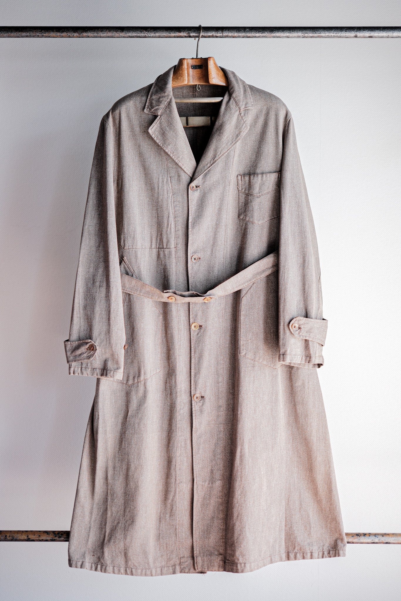 【~40's】French Vintage Brown Chambray Atelier Coat “Dead Stock”