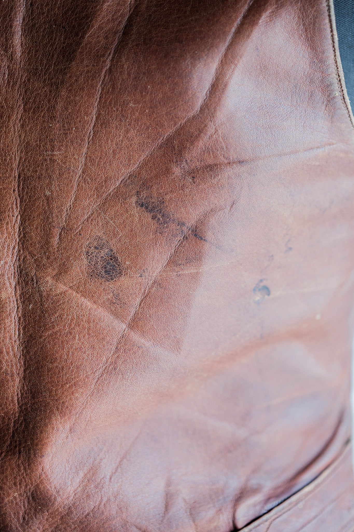 [~ 50's] French Vintage Brown Leather Work Gilet