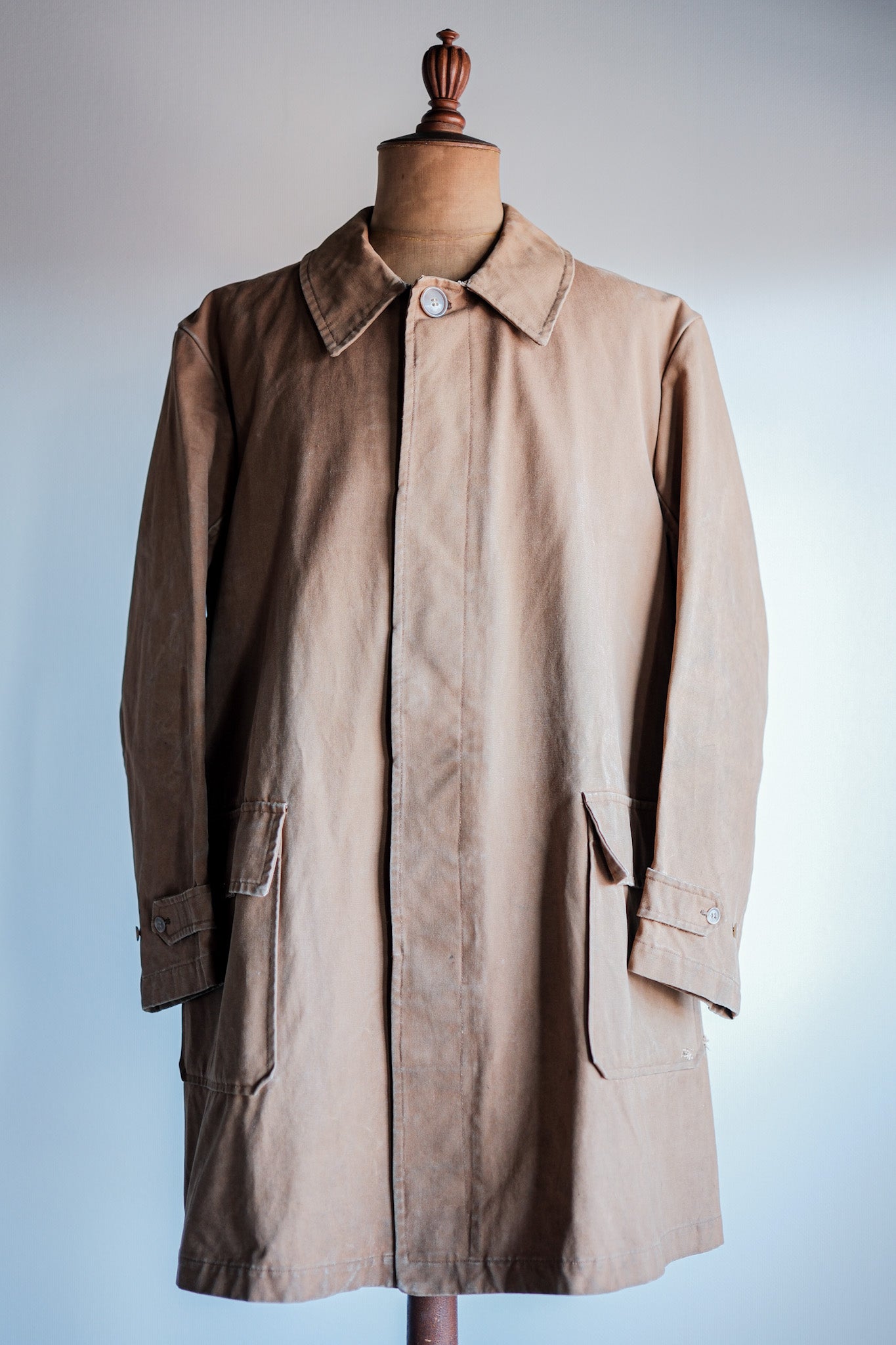 ［~40's］French Vintage Cotton Linen Canvas Work Half Coat