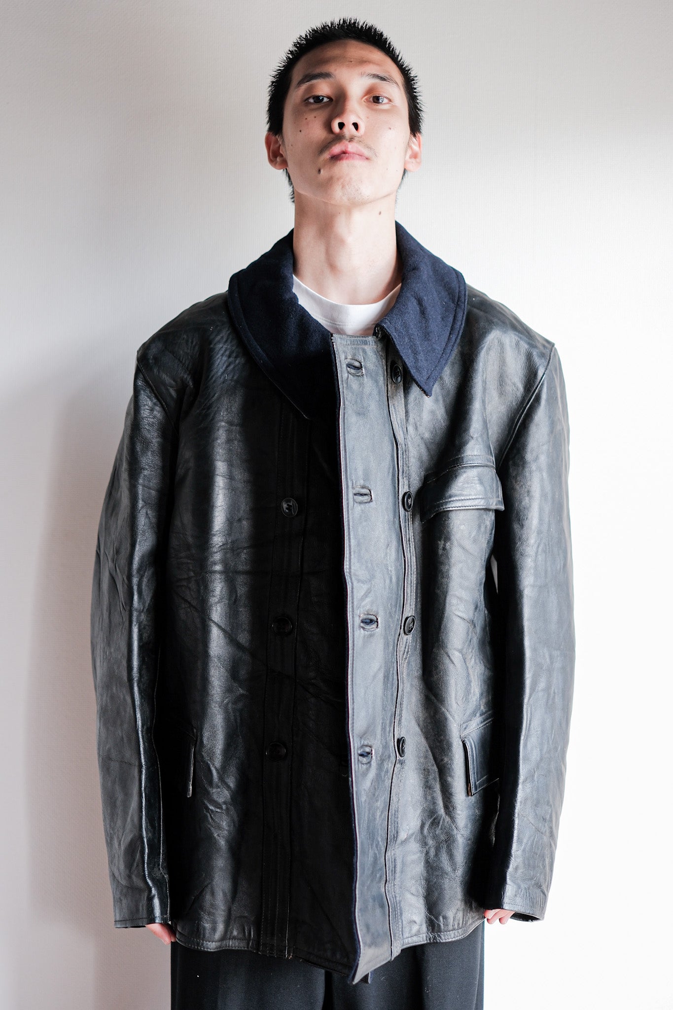 50's】French Vintage Le Corbusier Leather Work Jacket 