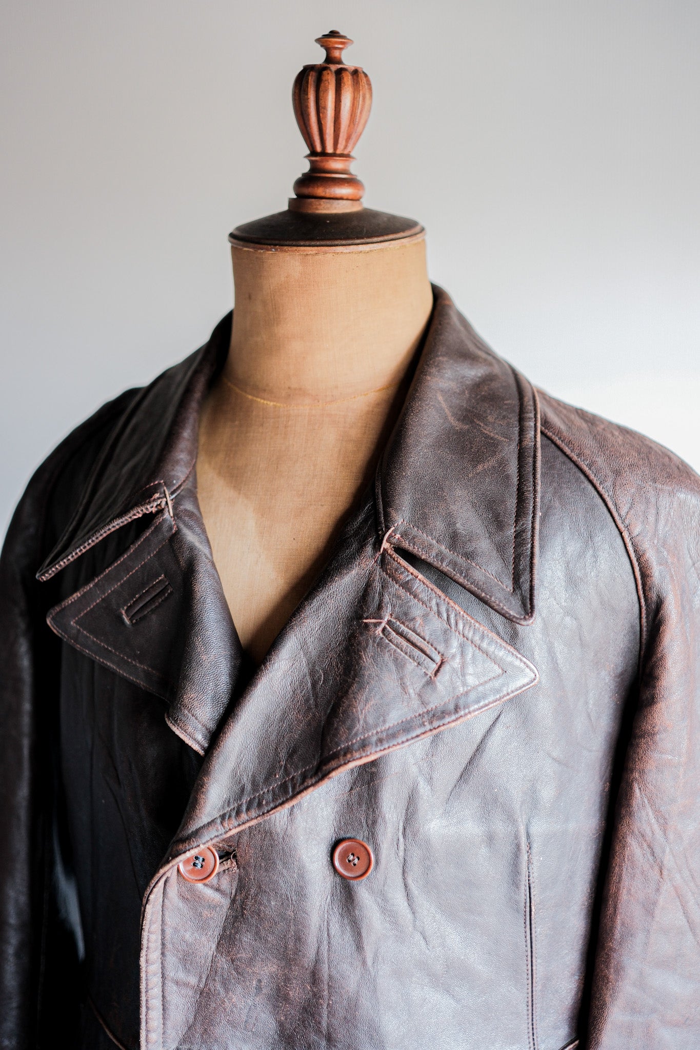 ［~50's］French Army Motorcycle Leather Jacket Size.B2